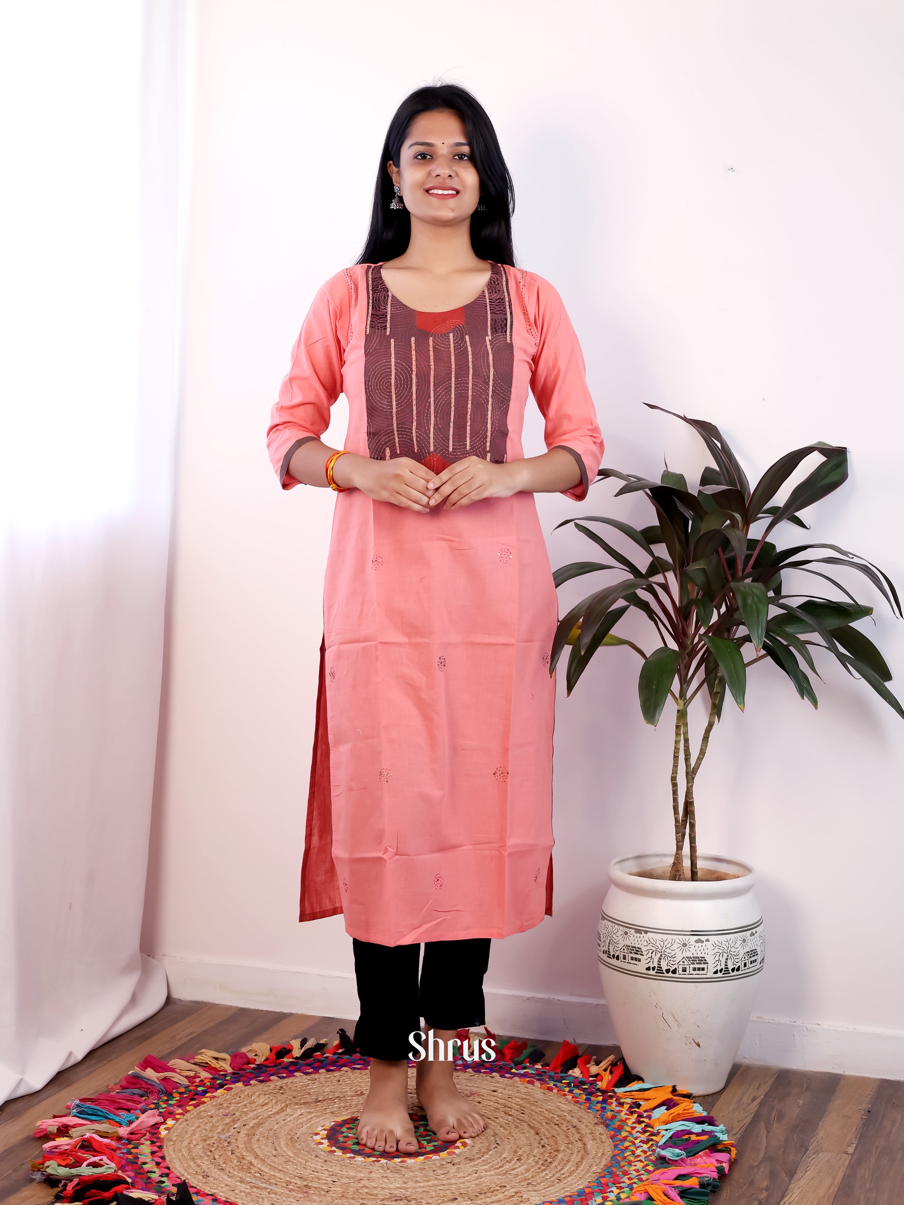 Pink - Readymade Kurti - Shop on Shrus.com