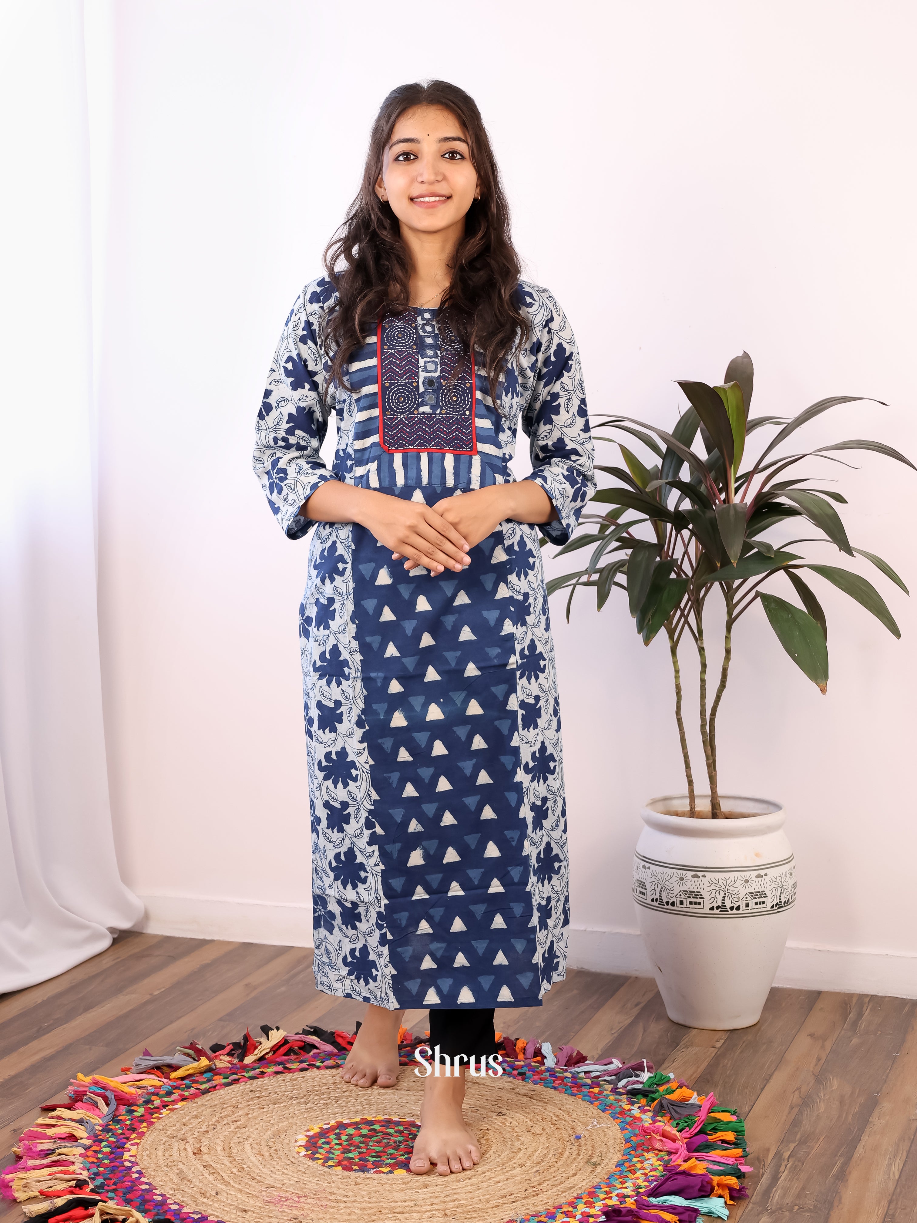 Blue- Readymade Kurti - Shop on Shrus.com
