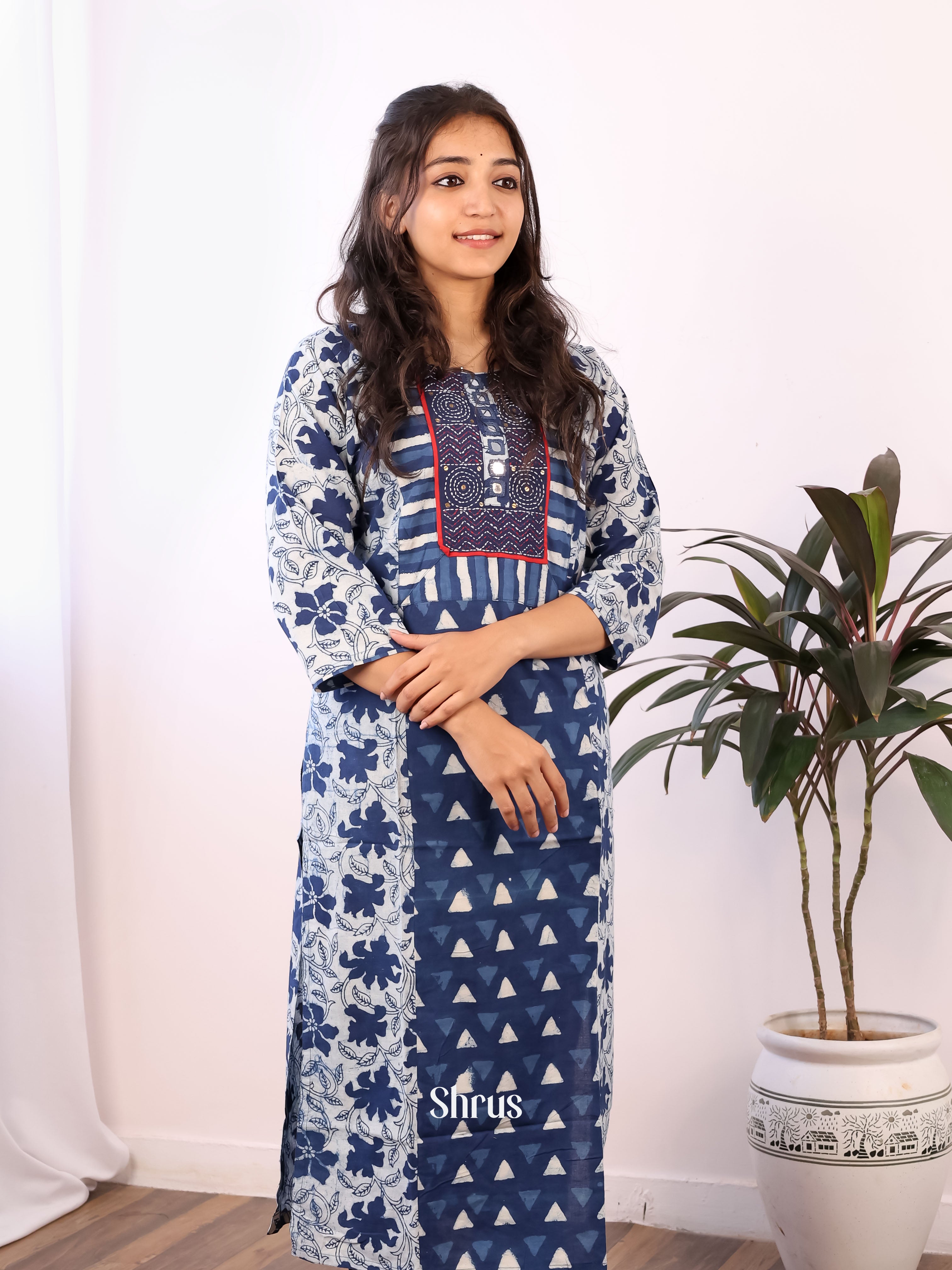 Blue- Readymade Kurti - Shop on Shrus.com
