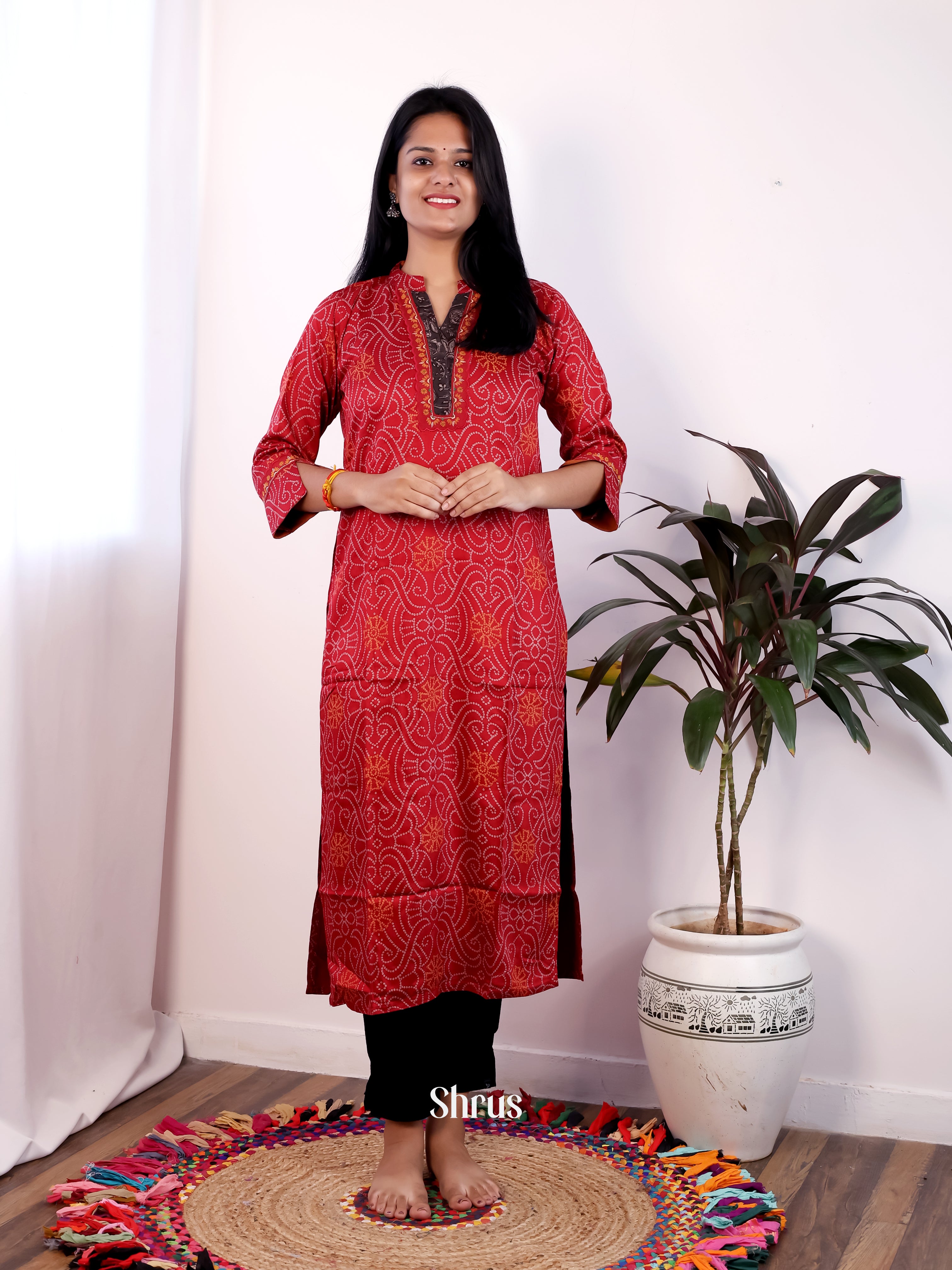 Red - Readymade Kurti - Shop on Shrus.com