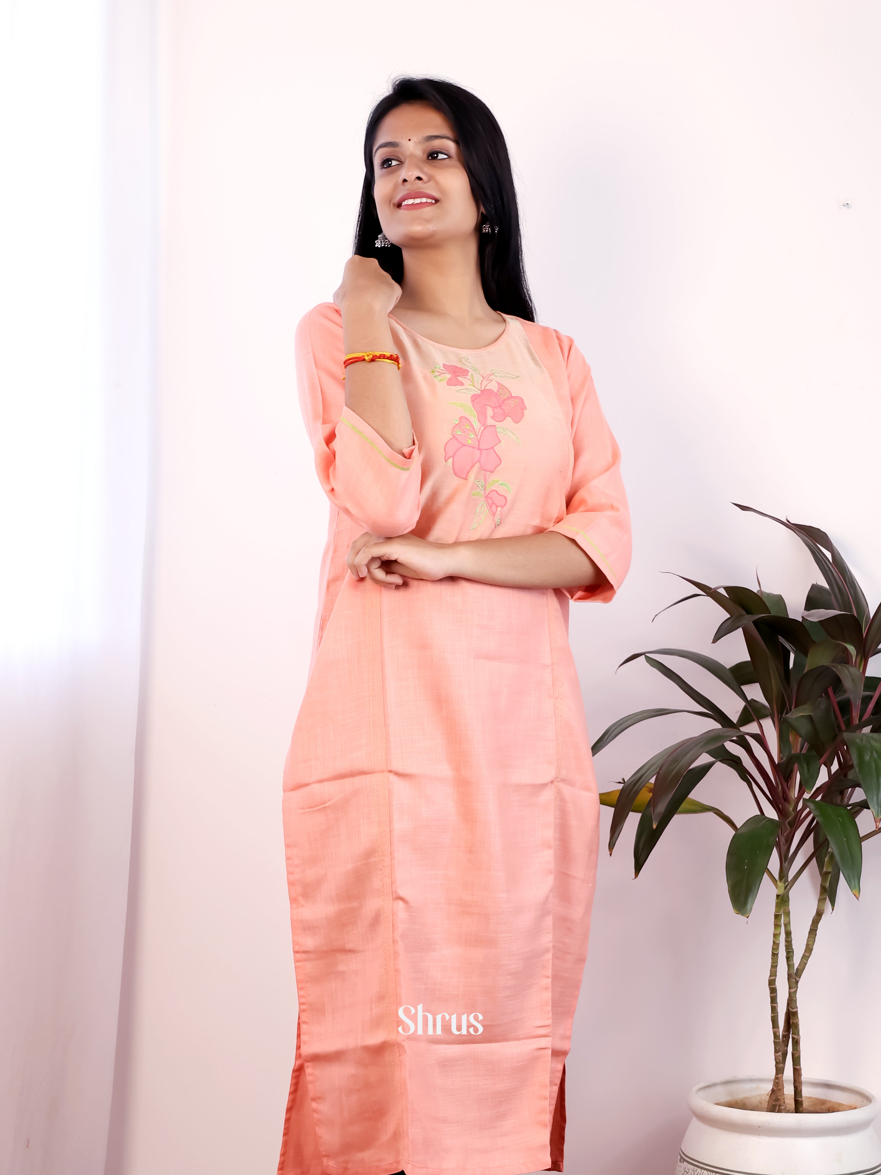 Peach - Readymade kurti - Shop on Shrus.com