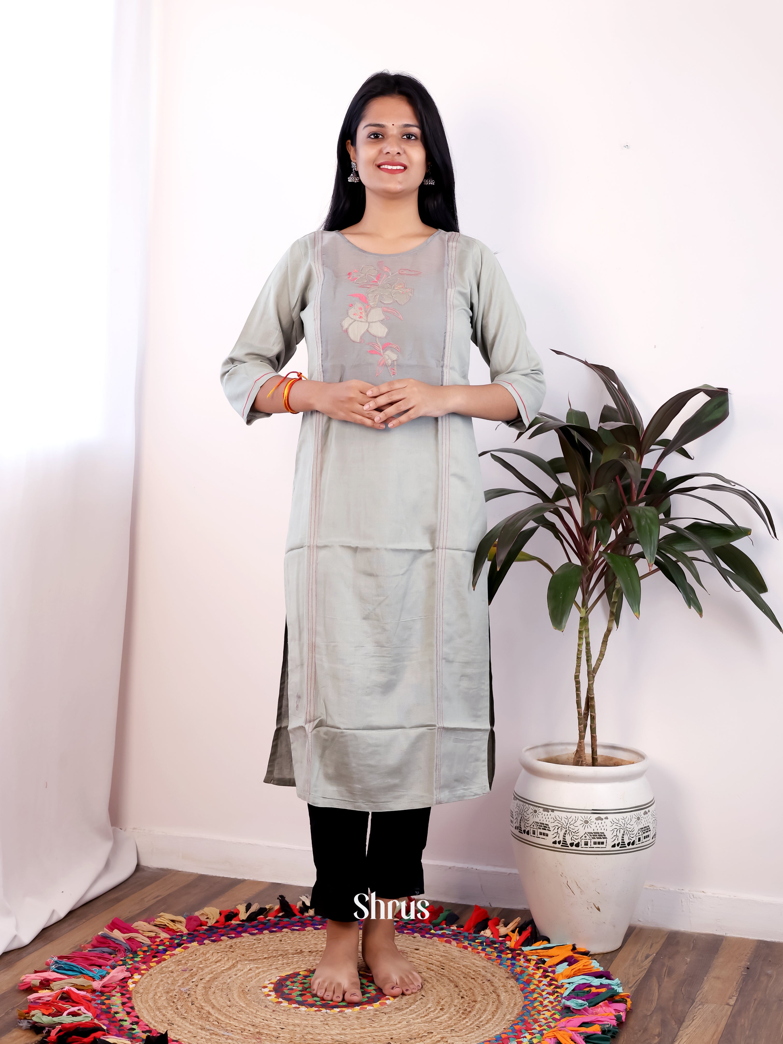 Grey - Readymade kurti - Shop on Shrus.com