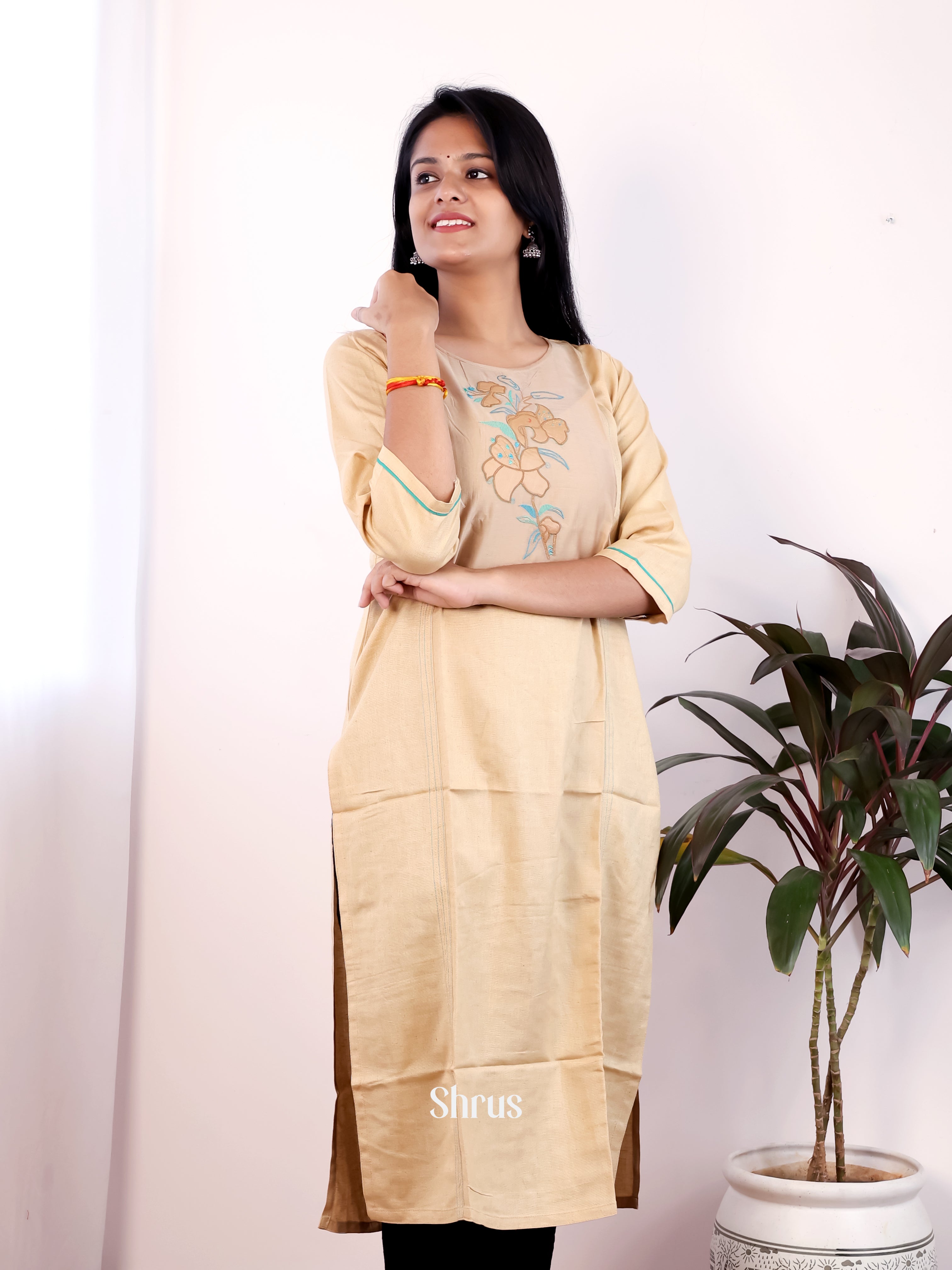 Cream - Readymade kurti - Shop on Shrus.com
