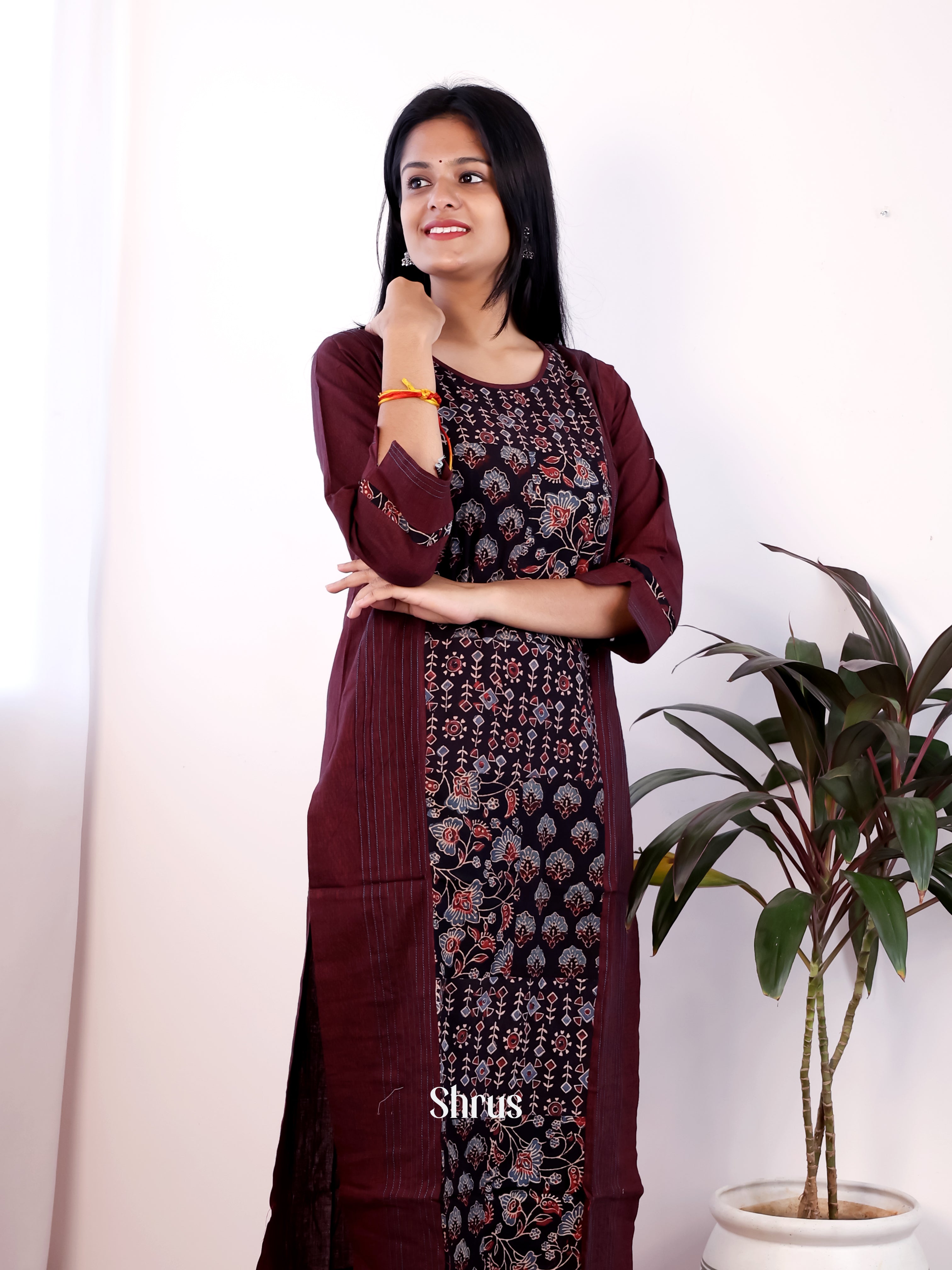 Brown & Black - Readymade Kurti - Shop on Shrus.com