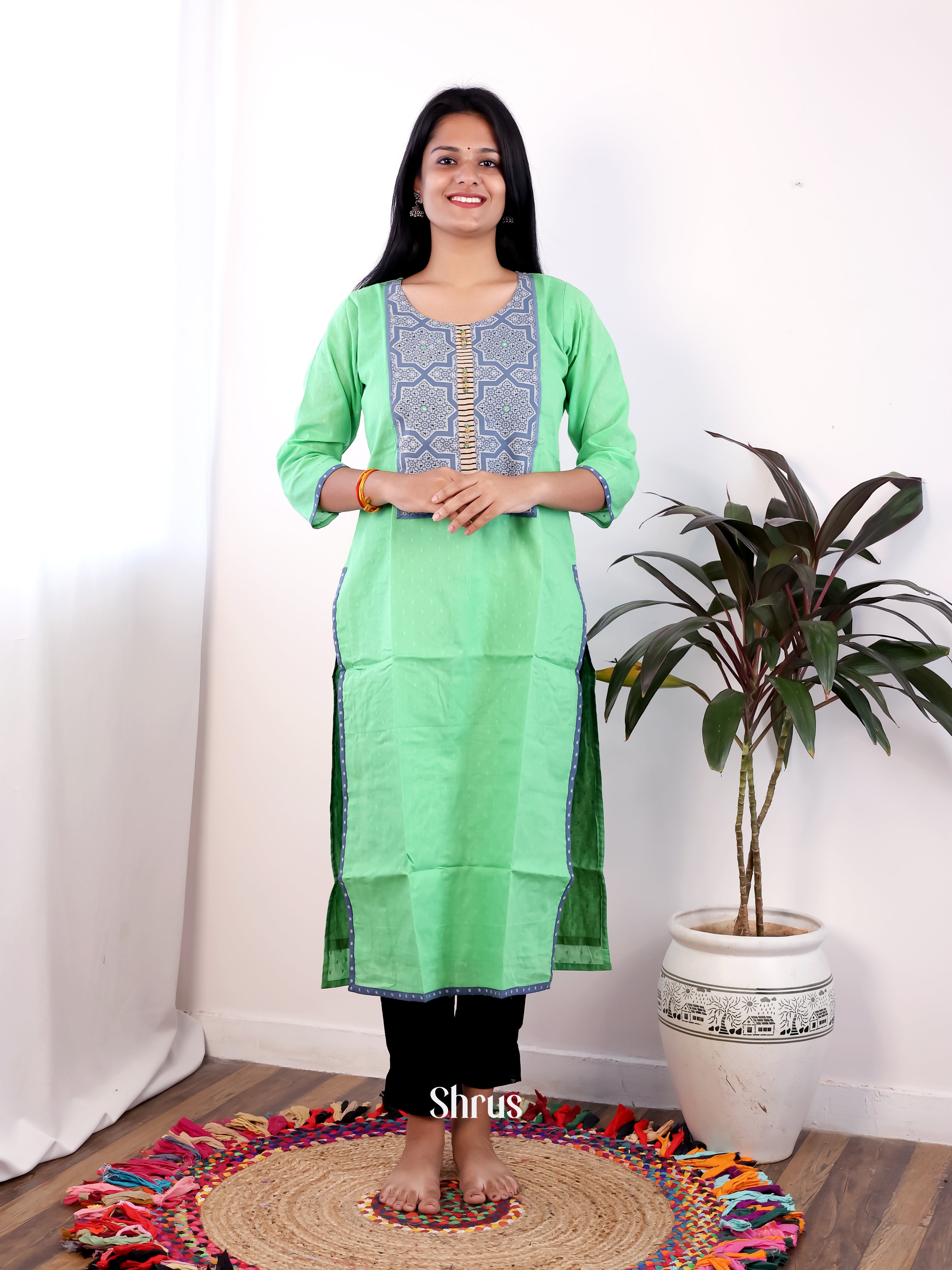Green & Blue - Readymade Kurti - Shop on Shrus.com