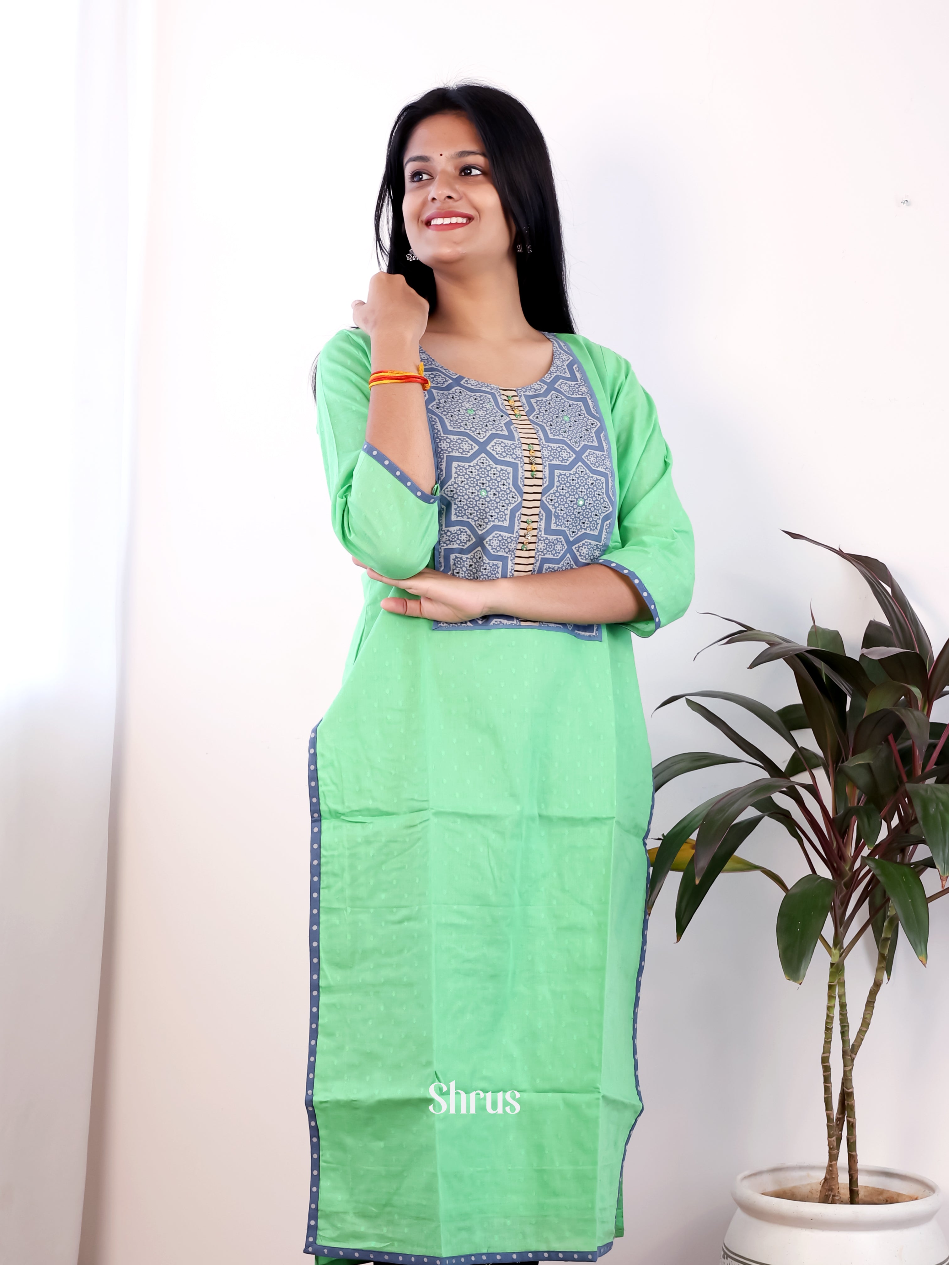 Green & Blue - Readymade Kurti - Shop on Shrus.com