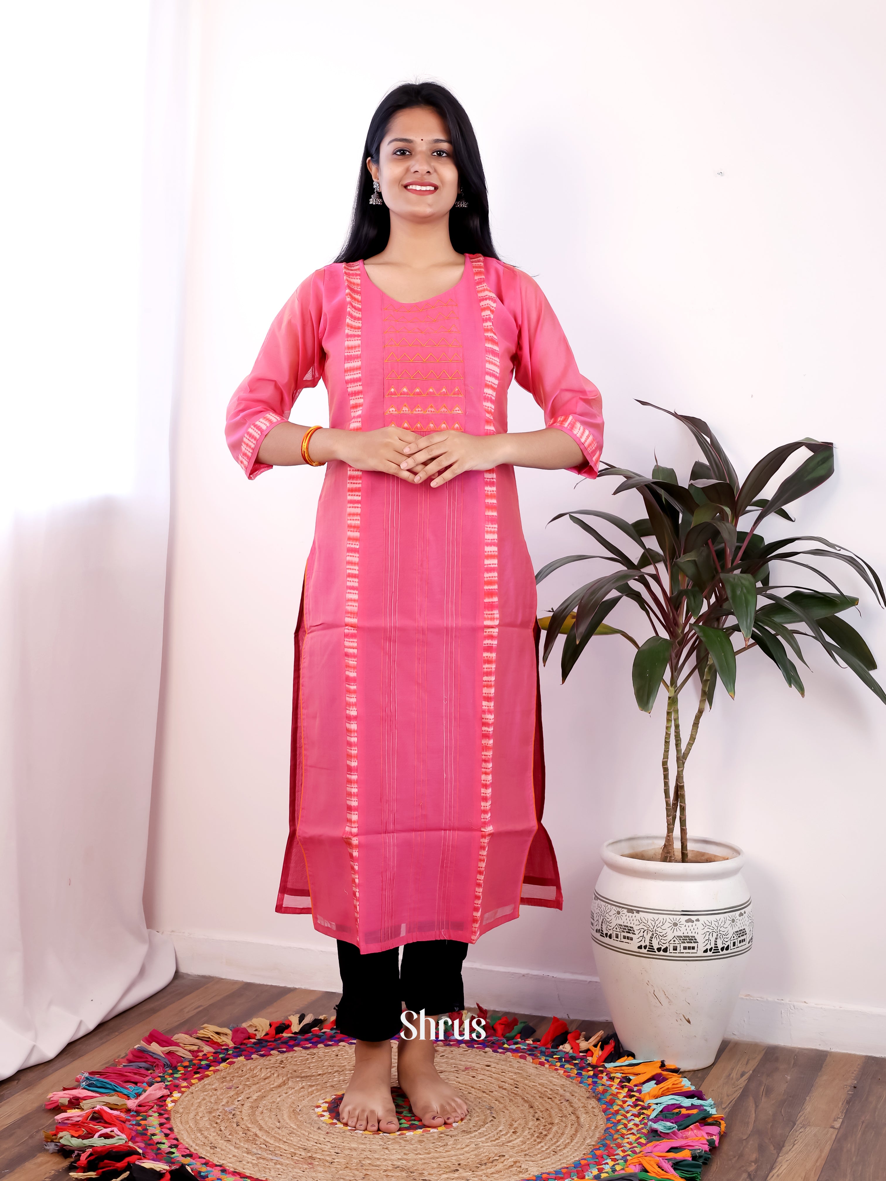 Pink - Readymade Kurti - Shop on Shrus.com