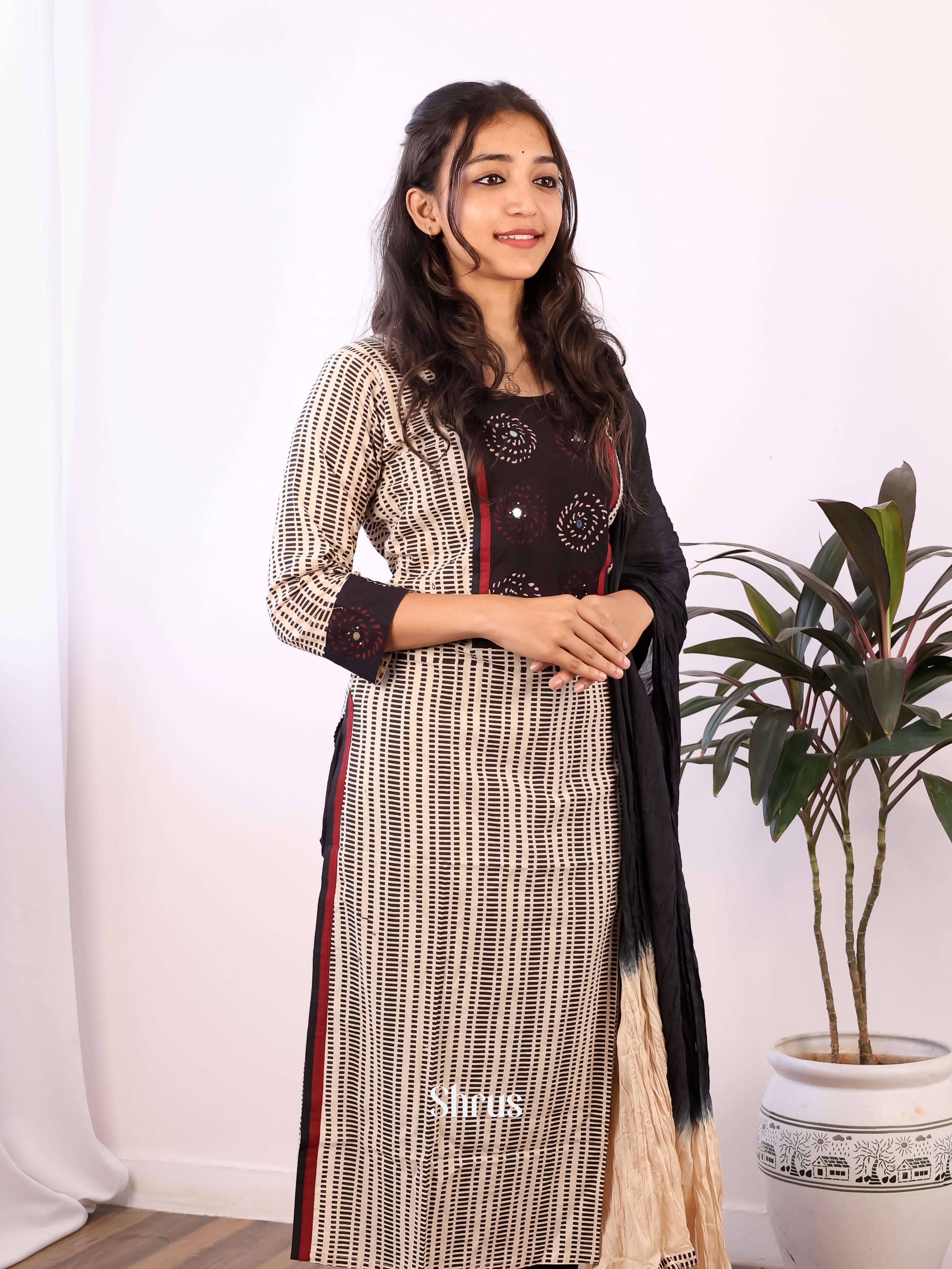 Beige & Black- Readymade Suits - Shop on Shrus.com