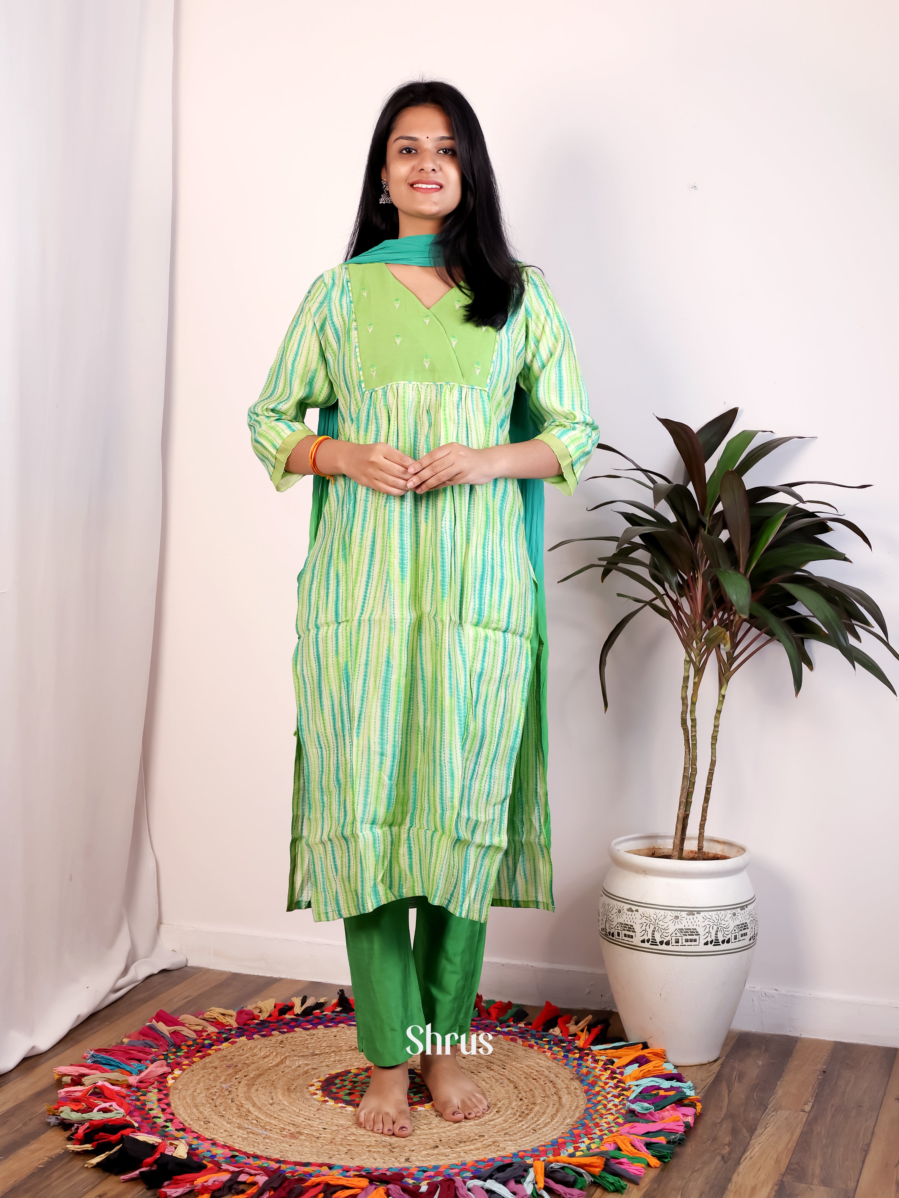 Green -3pc Readymade Suits - Shop on Shrus.com
