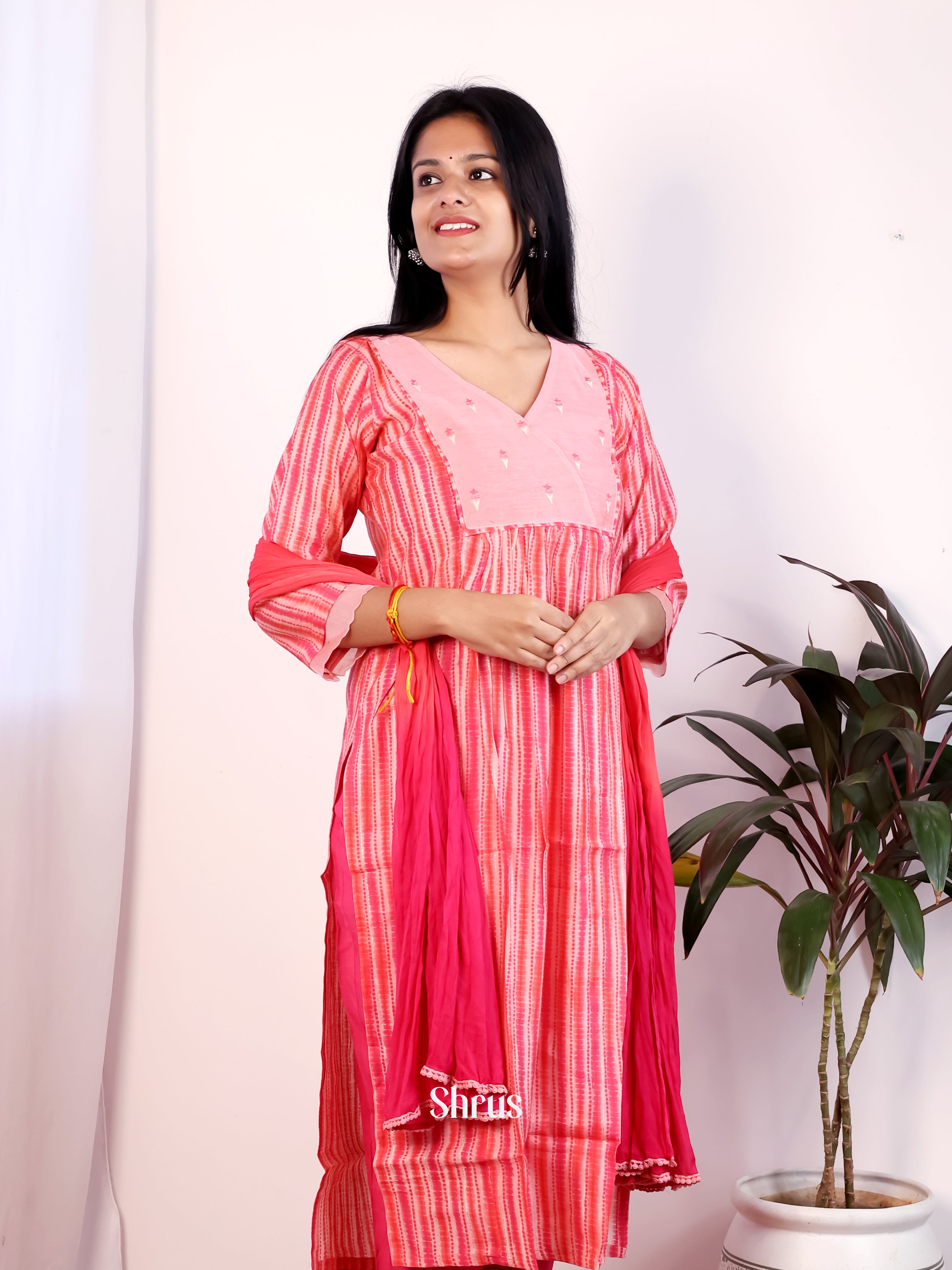 Pink & Red-3pc Readymade Suits - Shop on Shrus.com