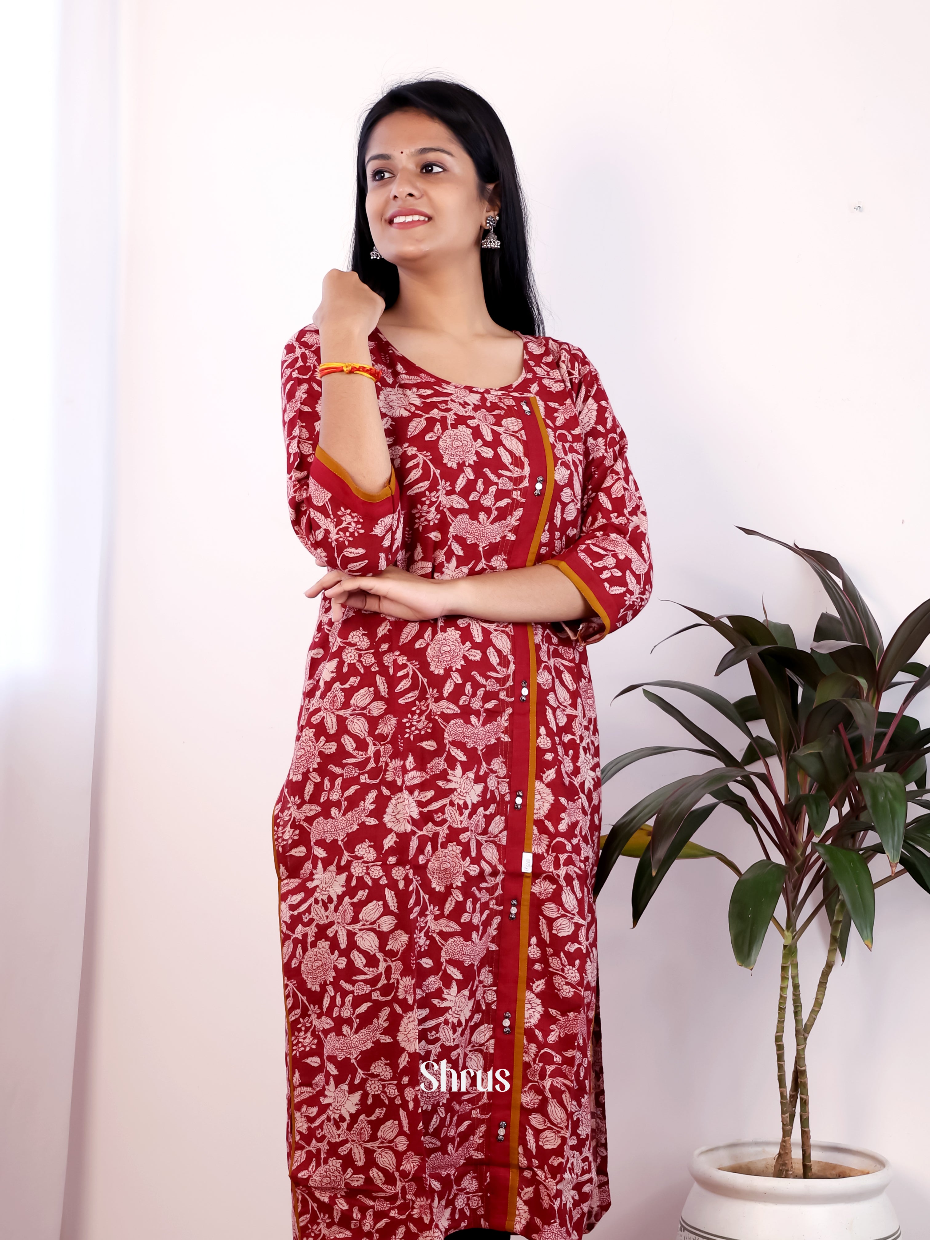 Maroon - Readymade Kurti - Shop on Shrus.com