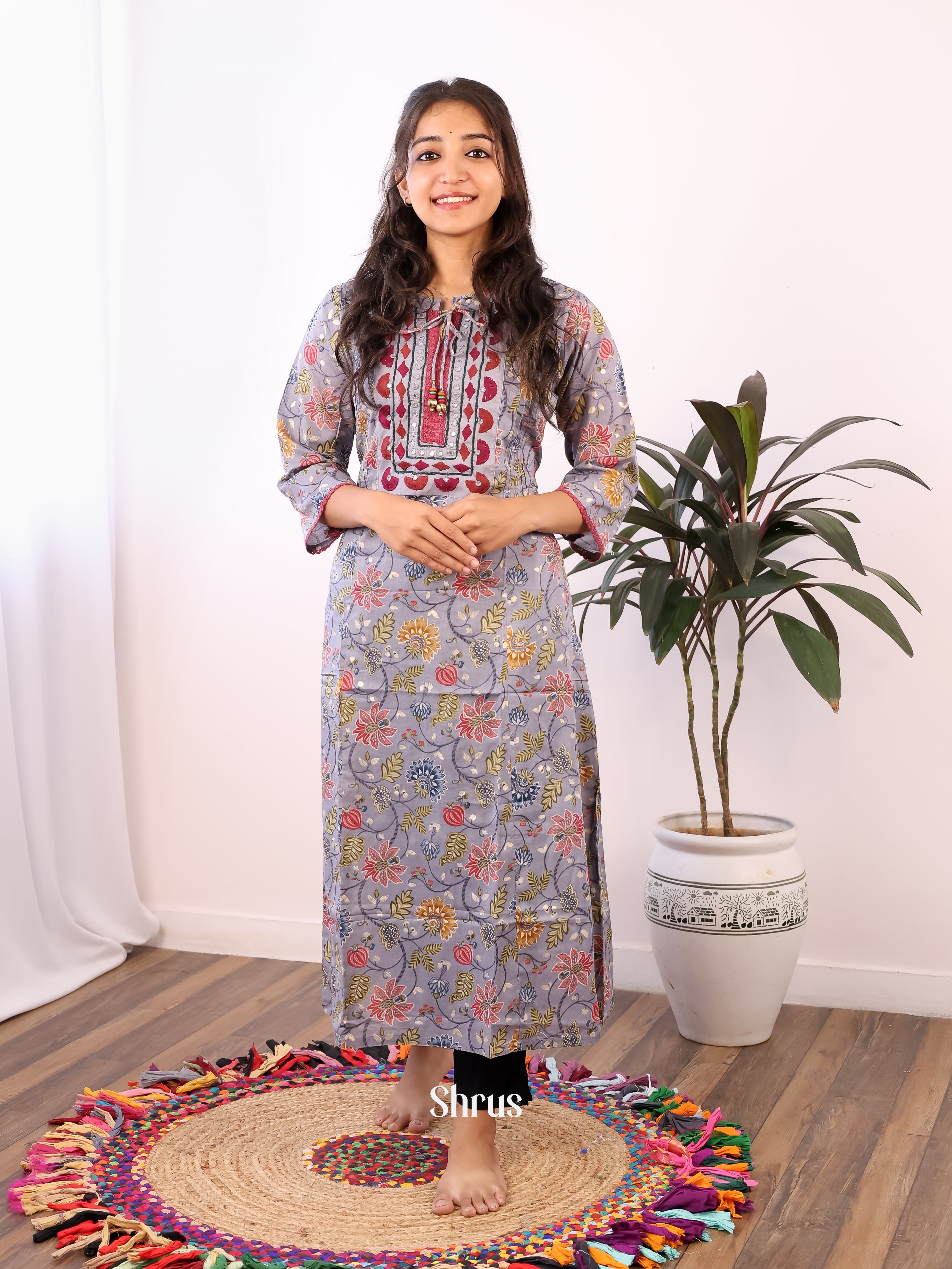 Grey - Readymade Kurti - Shop on Shrus.com