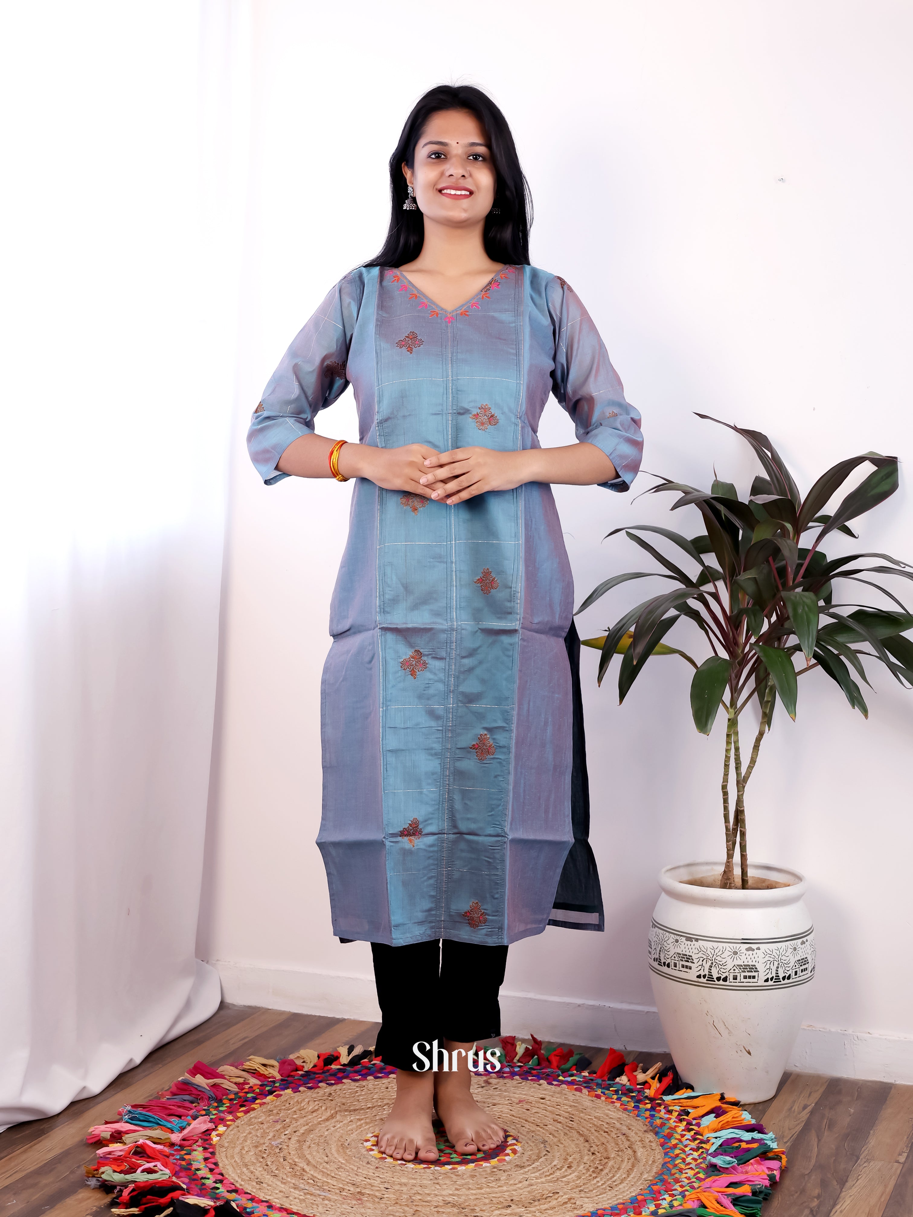 Blue - Readymade Kurti - Shop on Shrus.com