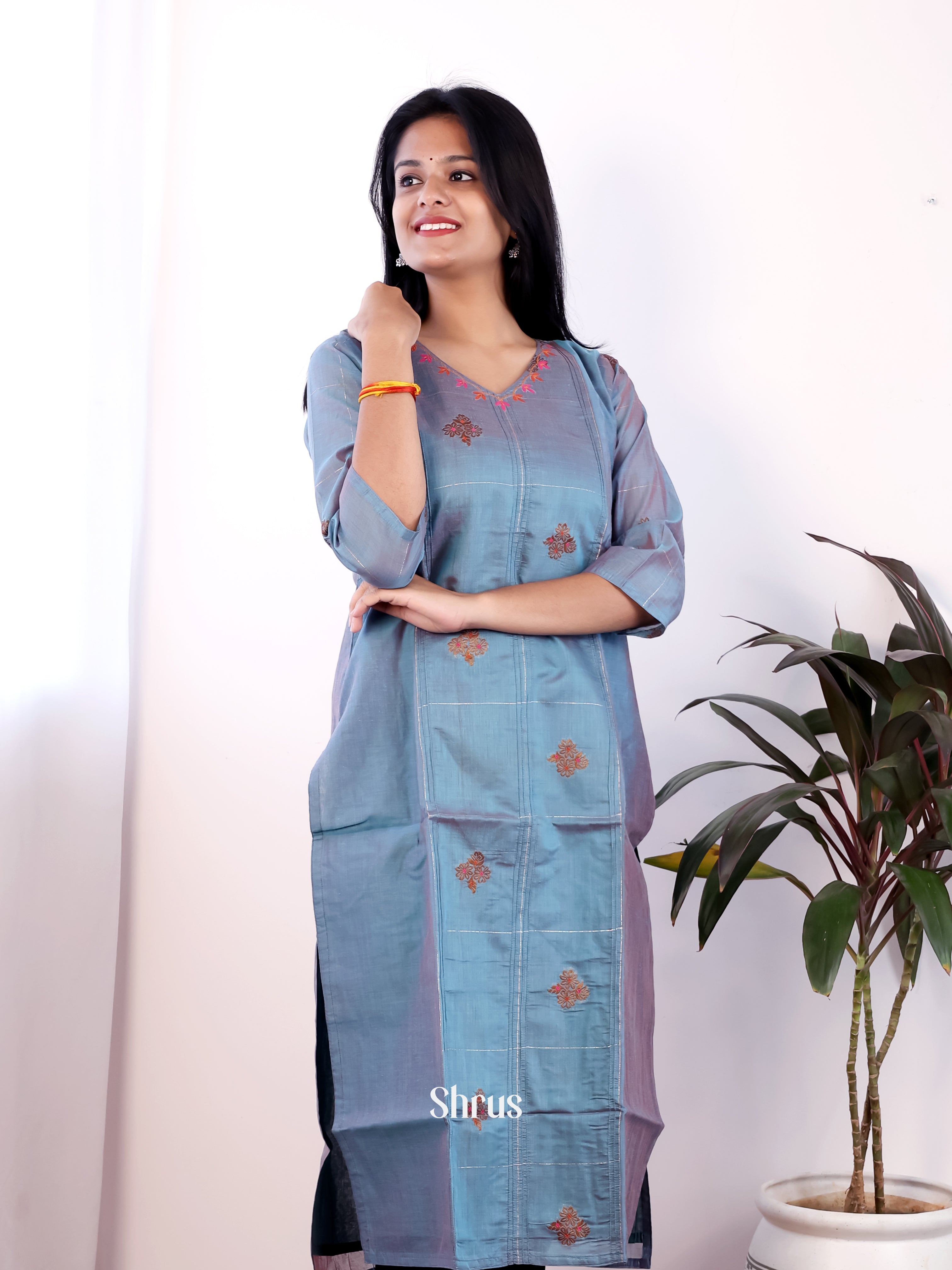 Blue - Readymade Kurti - Shop on Shrus.com