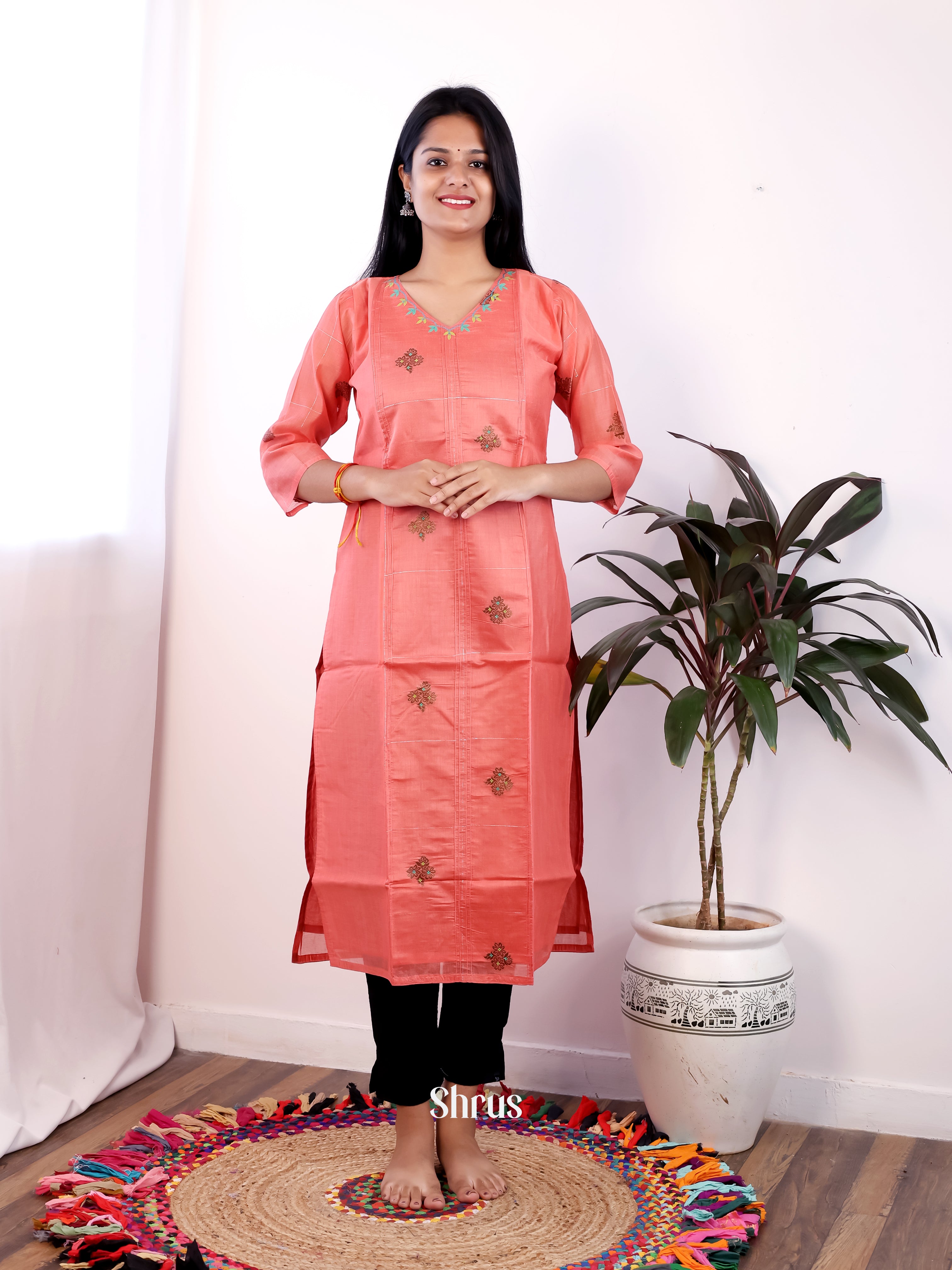 Pink - Readymade Kurti - Shop on Shrus.com