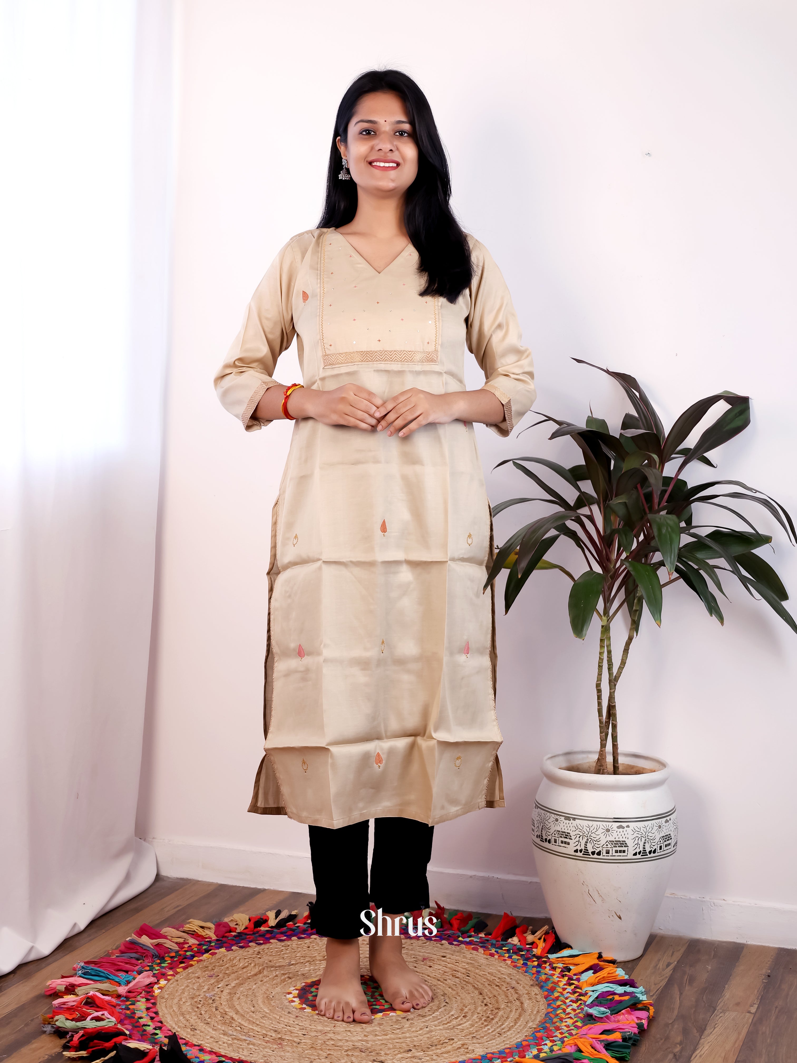 Cream - Readymade kurti - Shop on Shrus.com