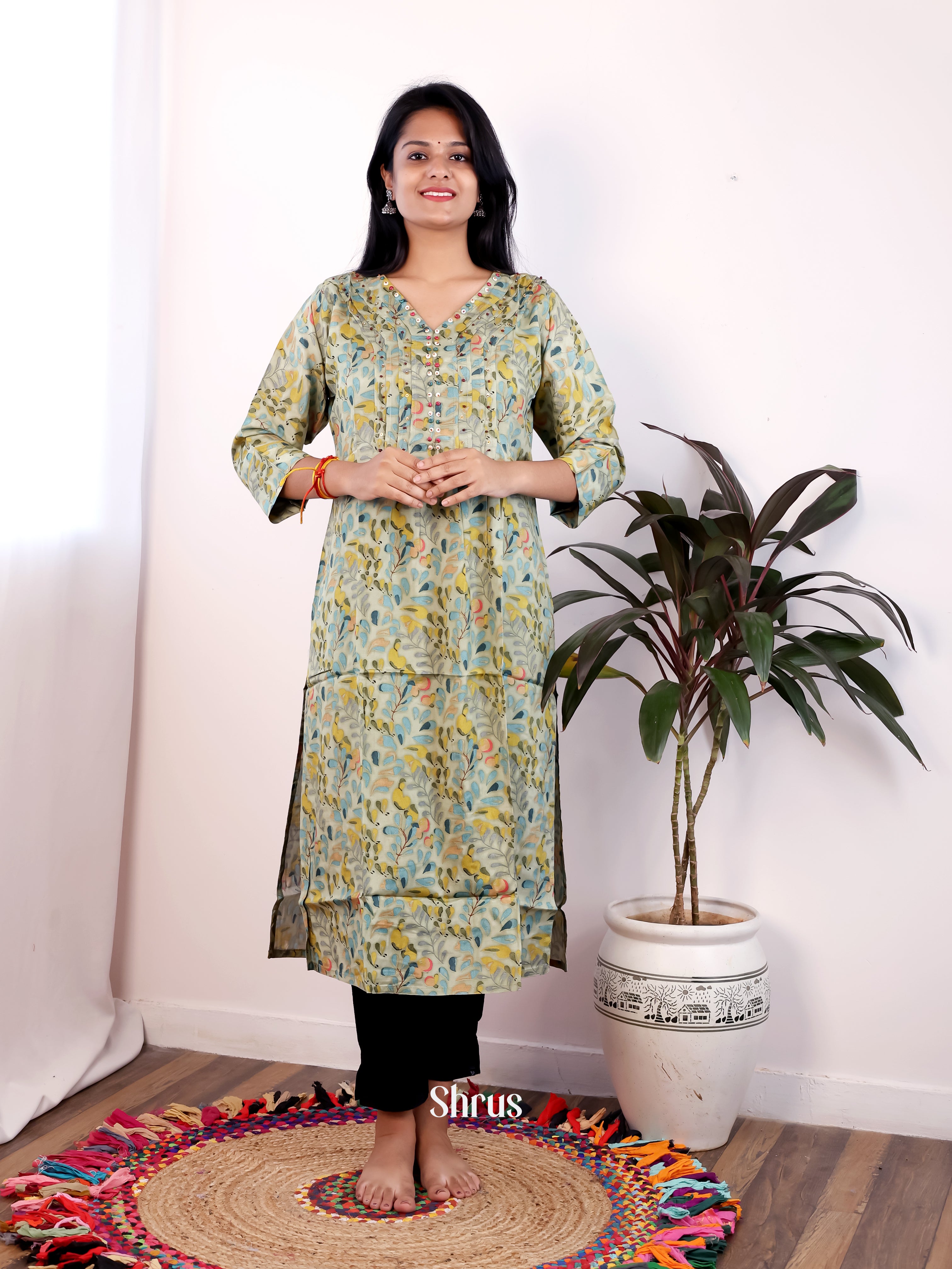 Green - Readymade kurti - Shop on Shrus.com