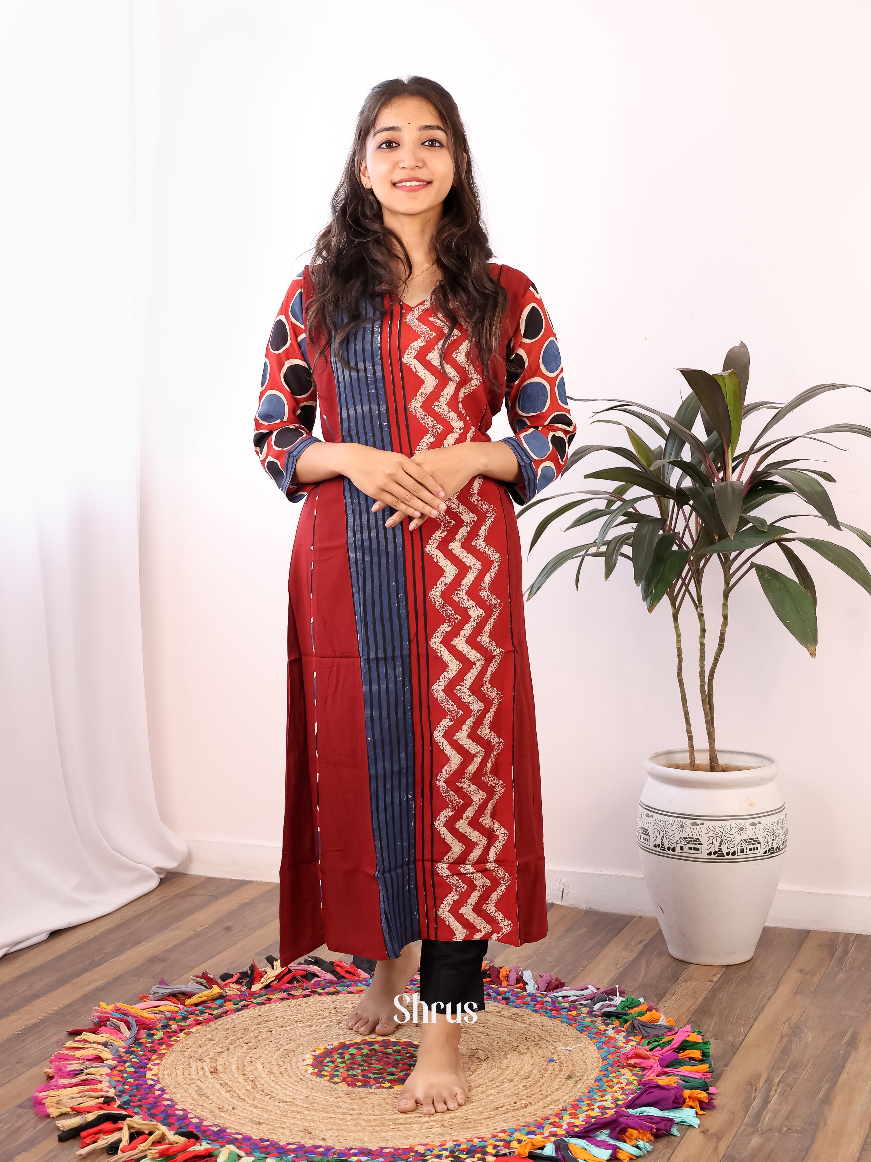 Red & Blue - Readymade kurti - Shop on Shrus.com