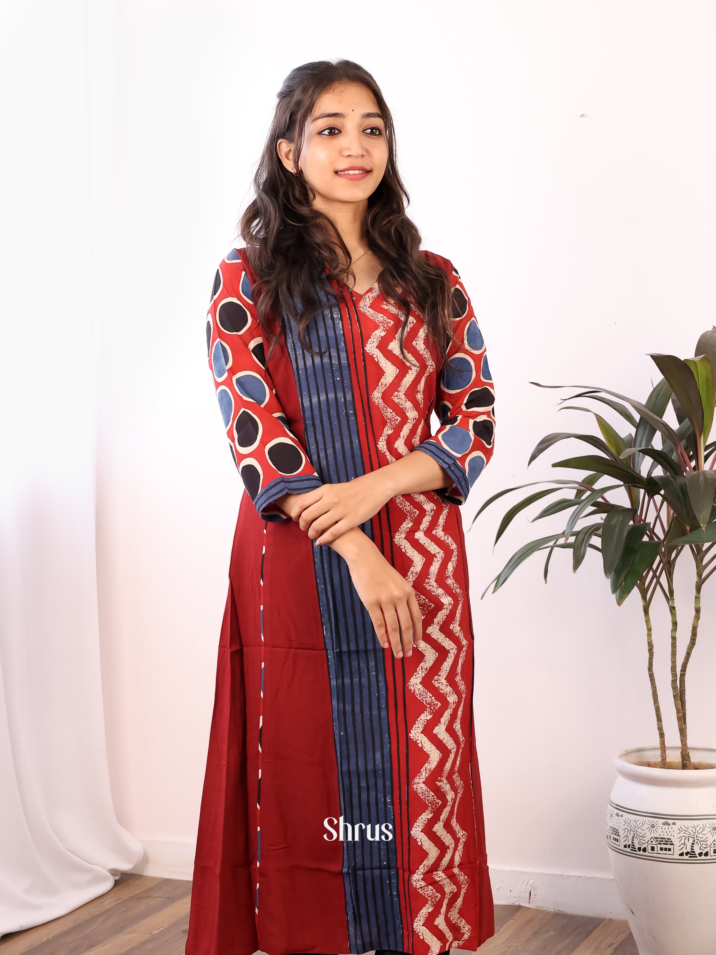 Red & Blue - Readymade kurti - Shop on Shrus.com