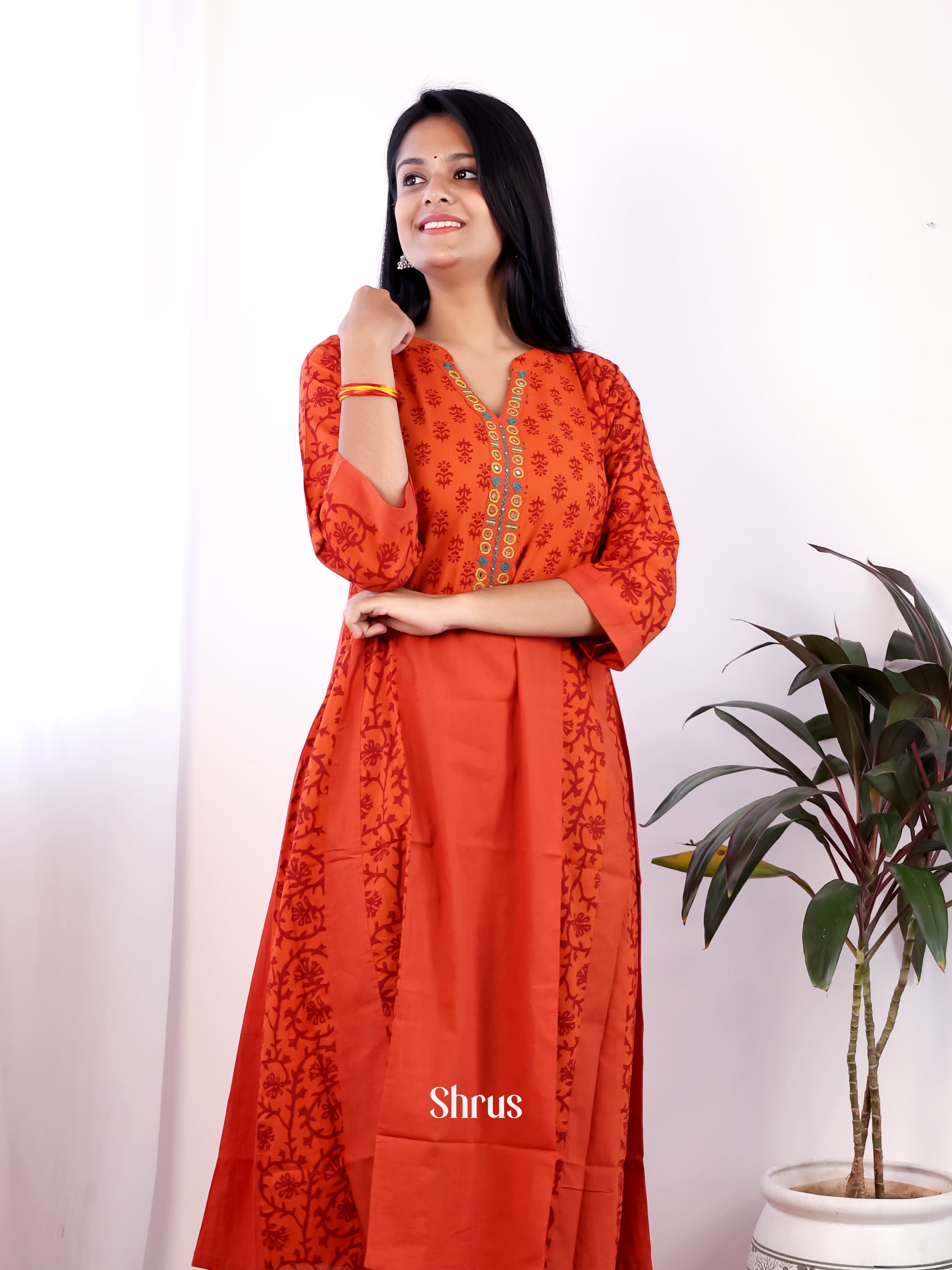 Brick Orange - Readymade Kurti - Shop on Shrus.com