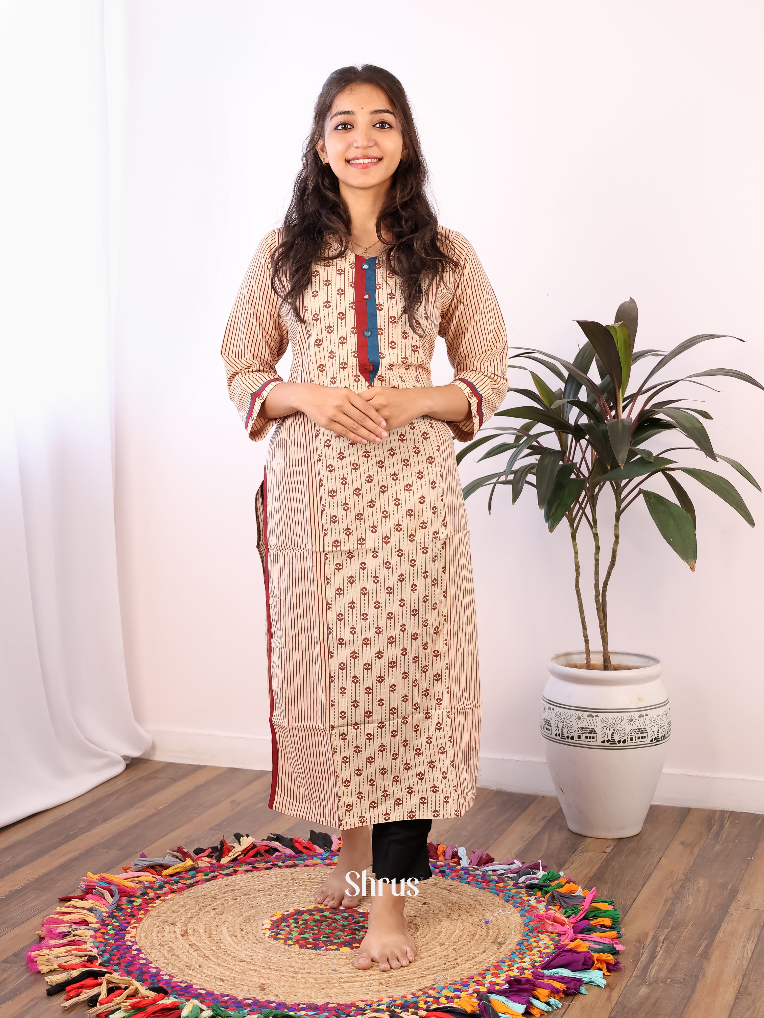 Cream - Readymade Kurti - Shop on Shrus.com