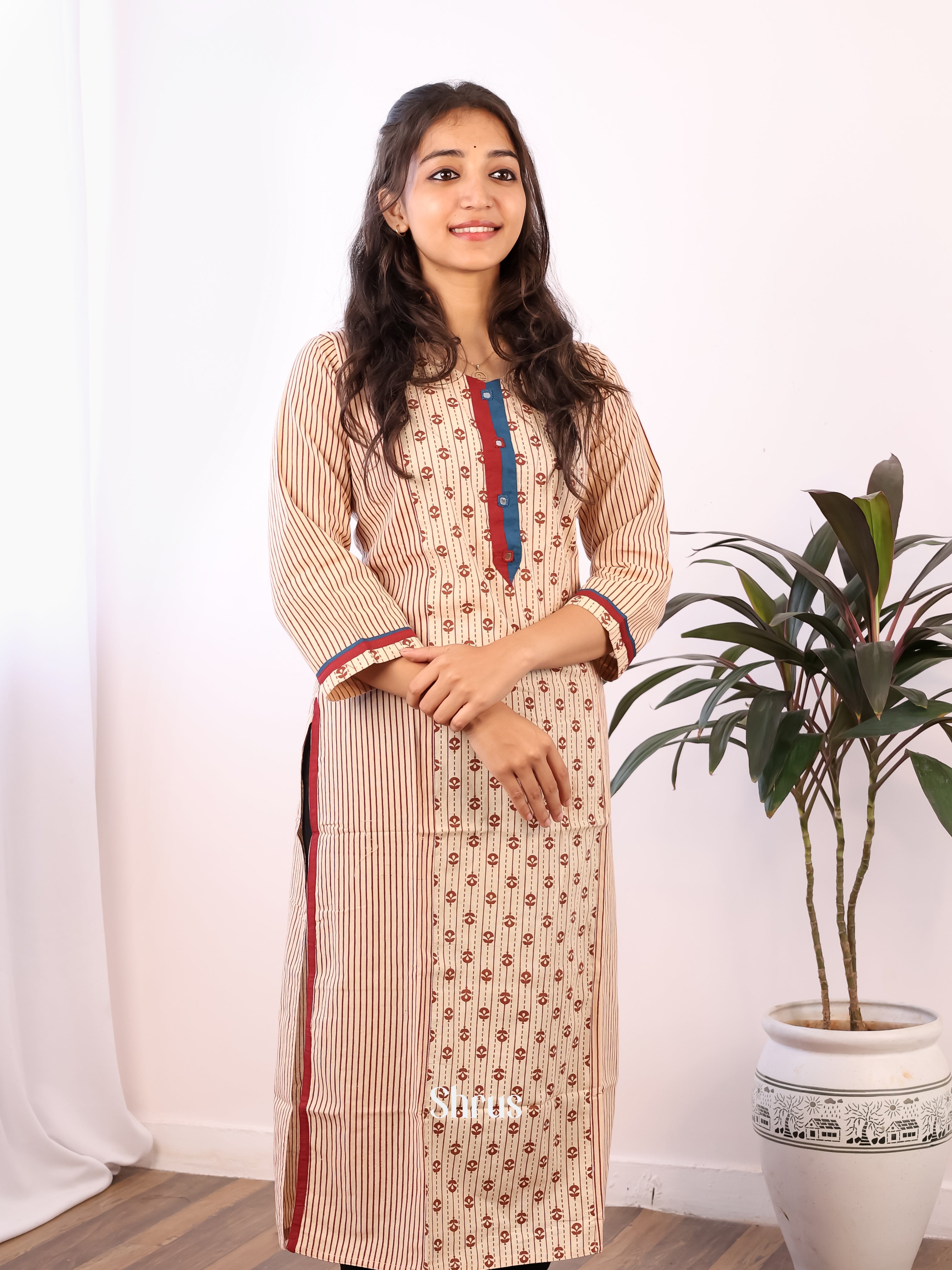 Cream - Readymade Kurti - Shop on Shrus.com
