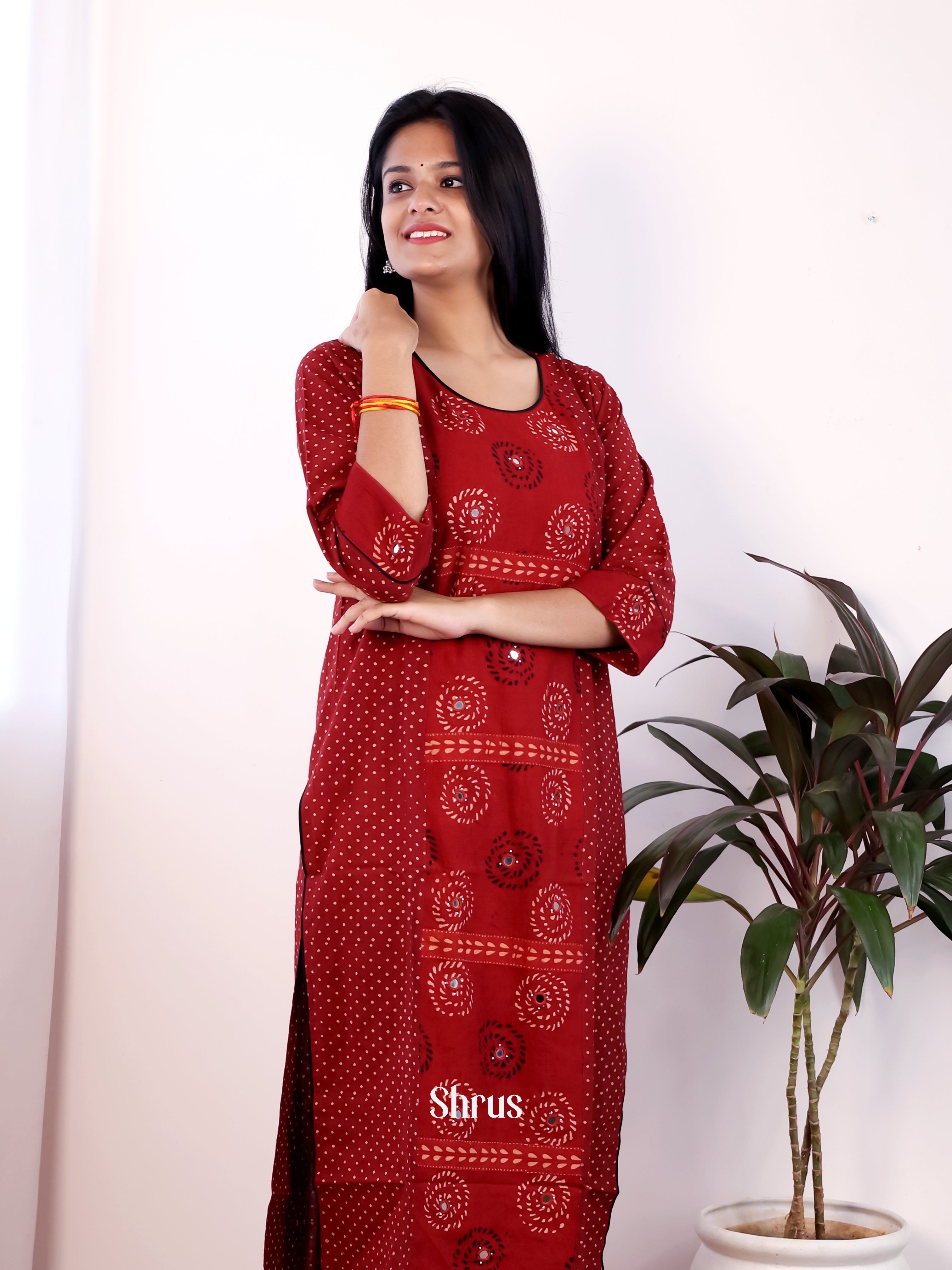 Maroon - Readymade Kurti - Shop on Shrus.com