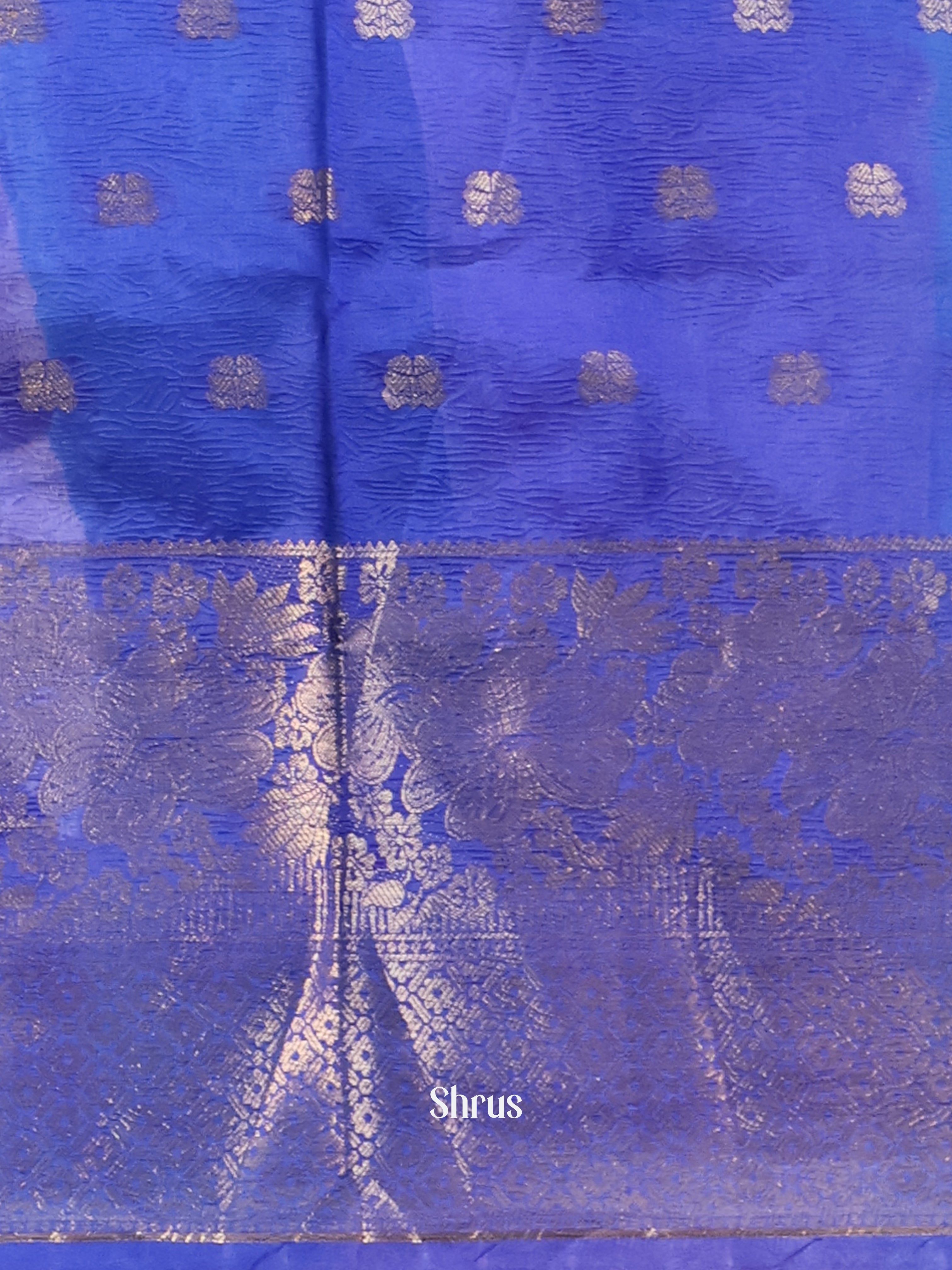 Grey & Blue - Bamboo silk Saree - Shop on Shrus.com
