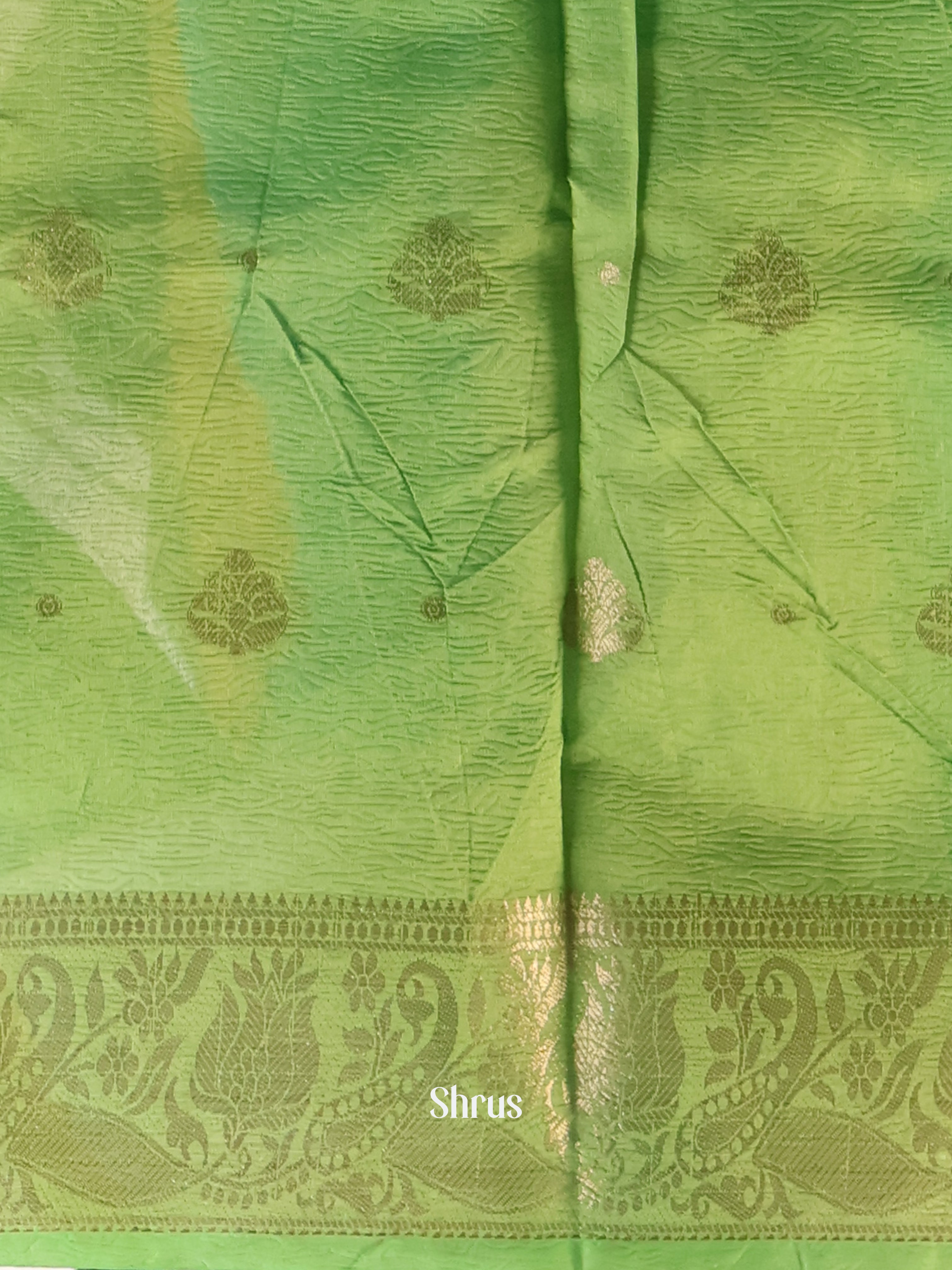 Lime Green - Bamboo silk Saree - Shop on Shrus.com