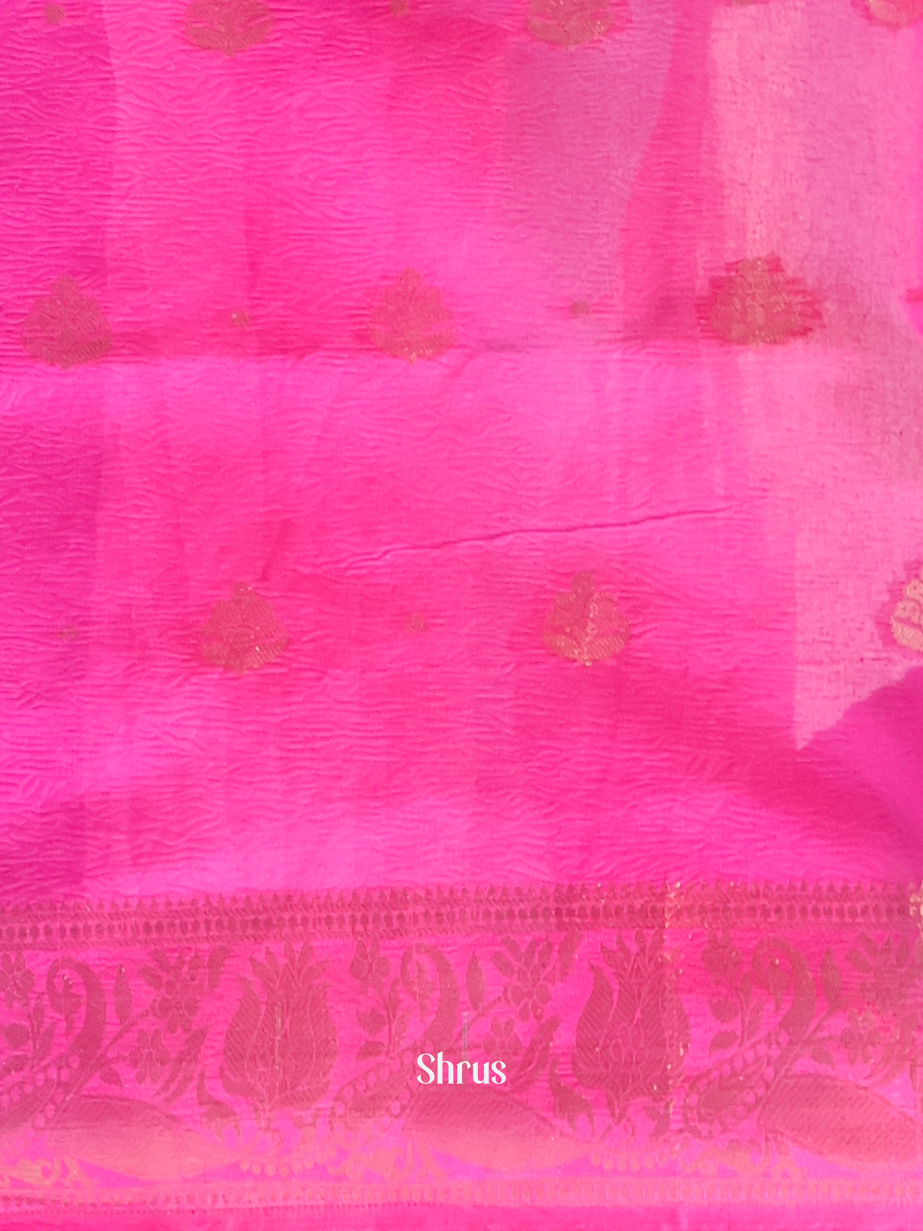 Golden & Pink - Bamboo silk Saree - Shop on Shrus.com