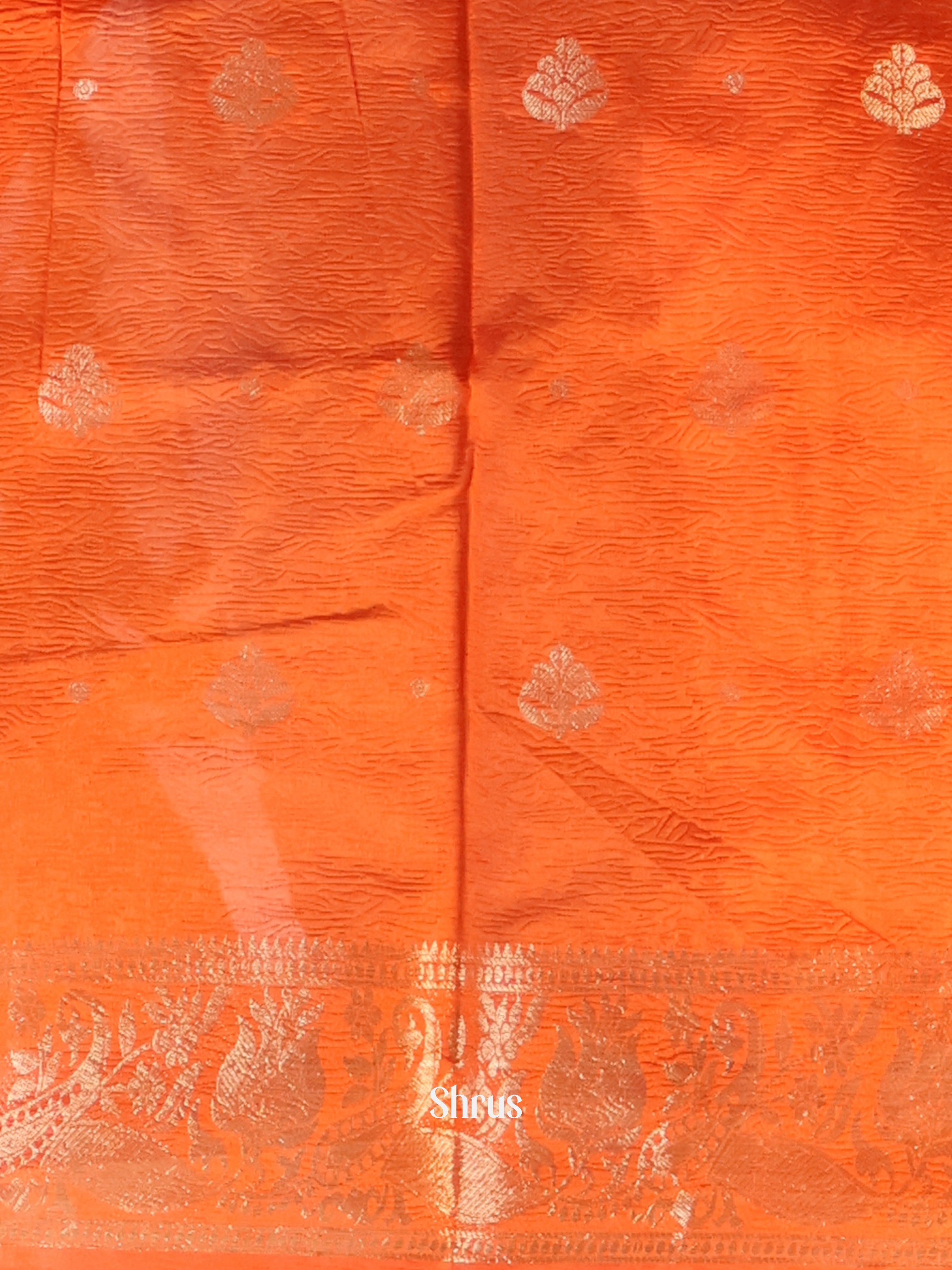 Orange - Bamboo silk Saree - Shop on Shrus.com