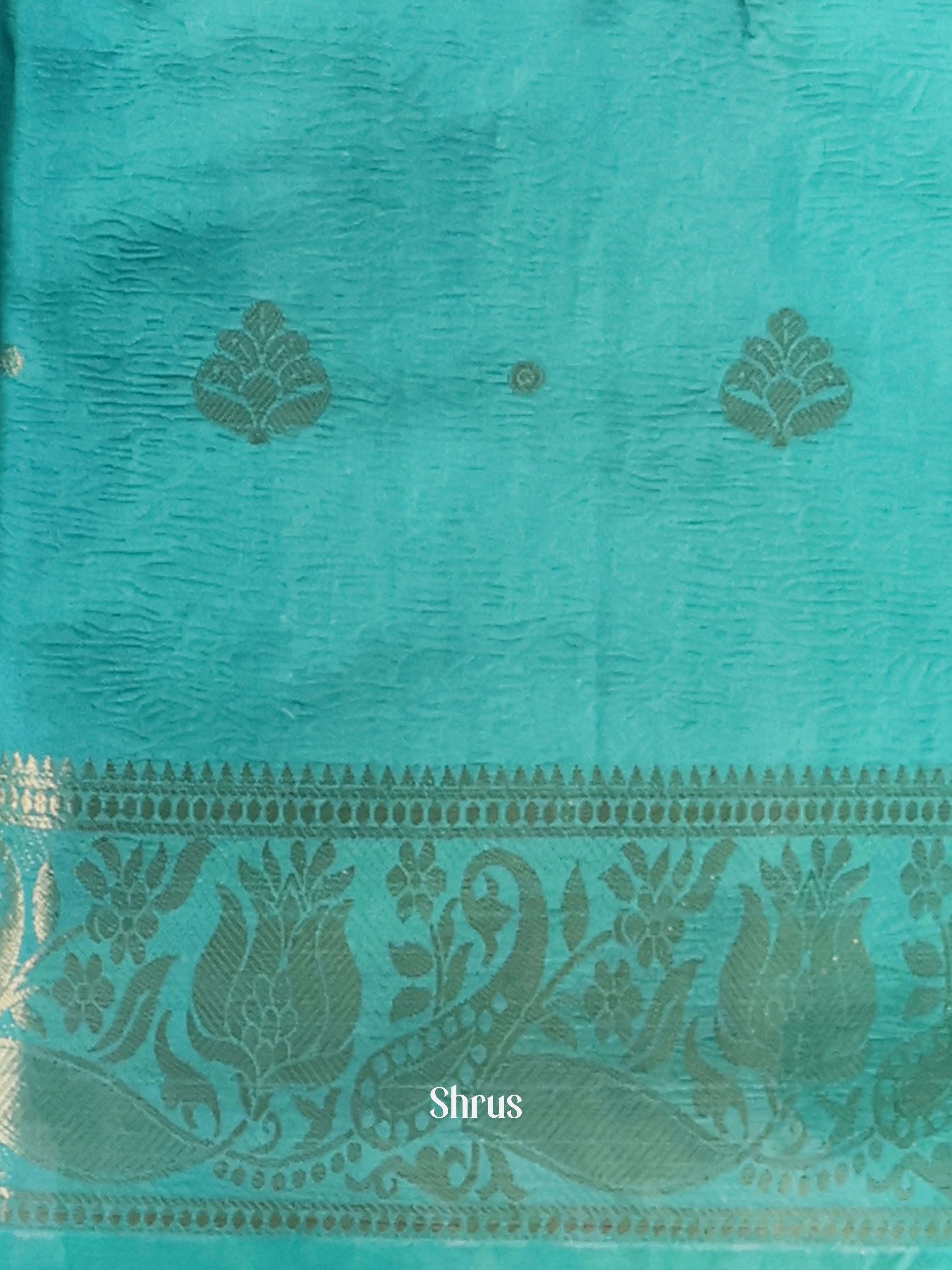 Green & Teal - Bamboo silk Saree - Shop on Shrus.com