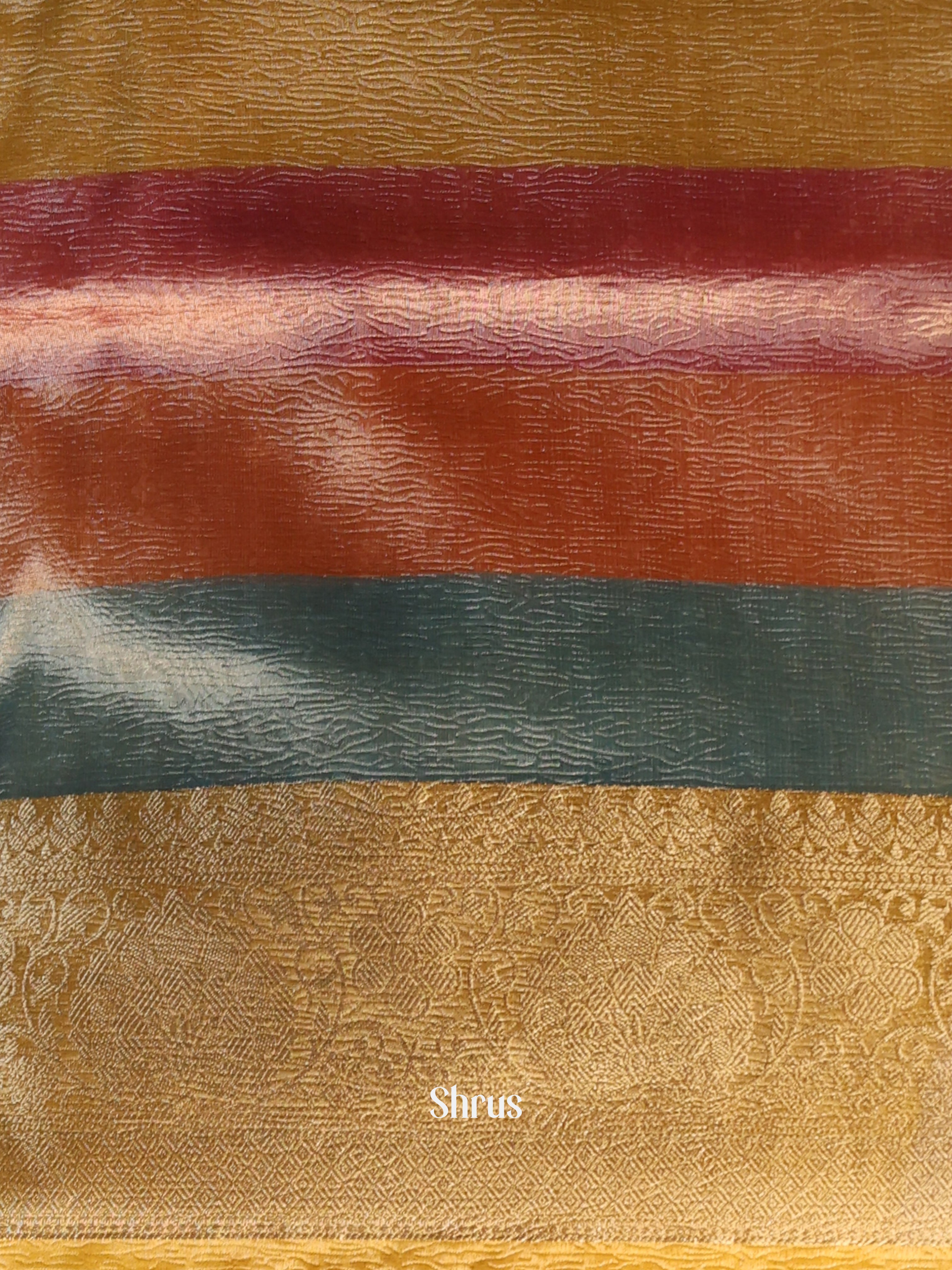 Multicolor &Green - Bamboo silk Saree - Shop on Shrus.com