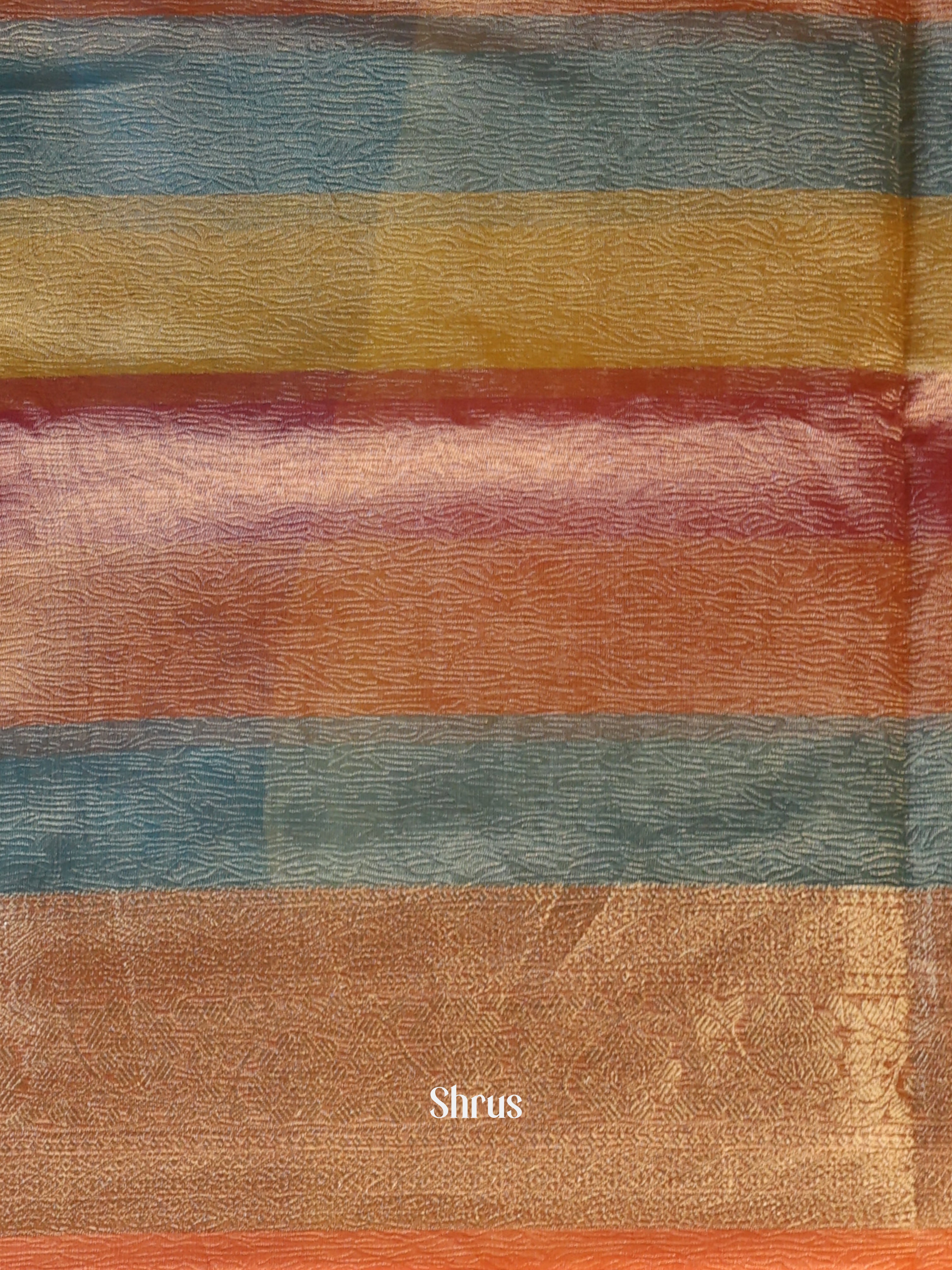 Multicolor & Orange - Bamboo silk Saree - Shop on Shrus.com