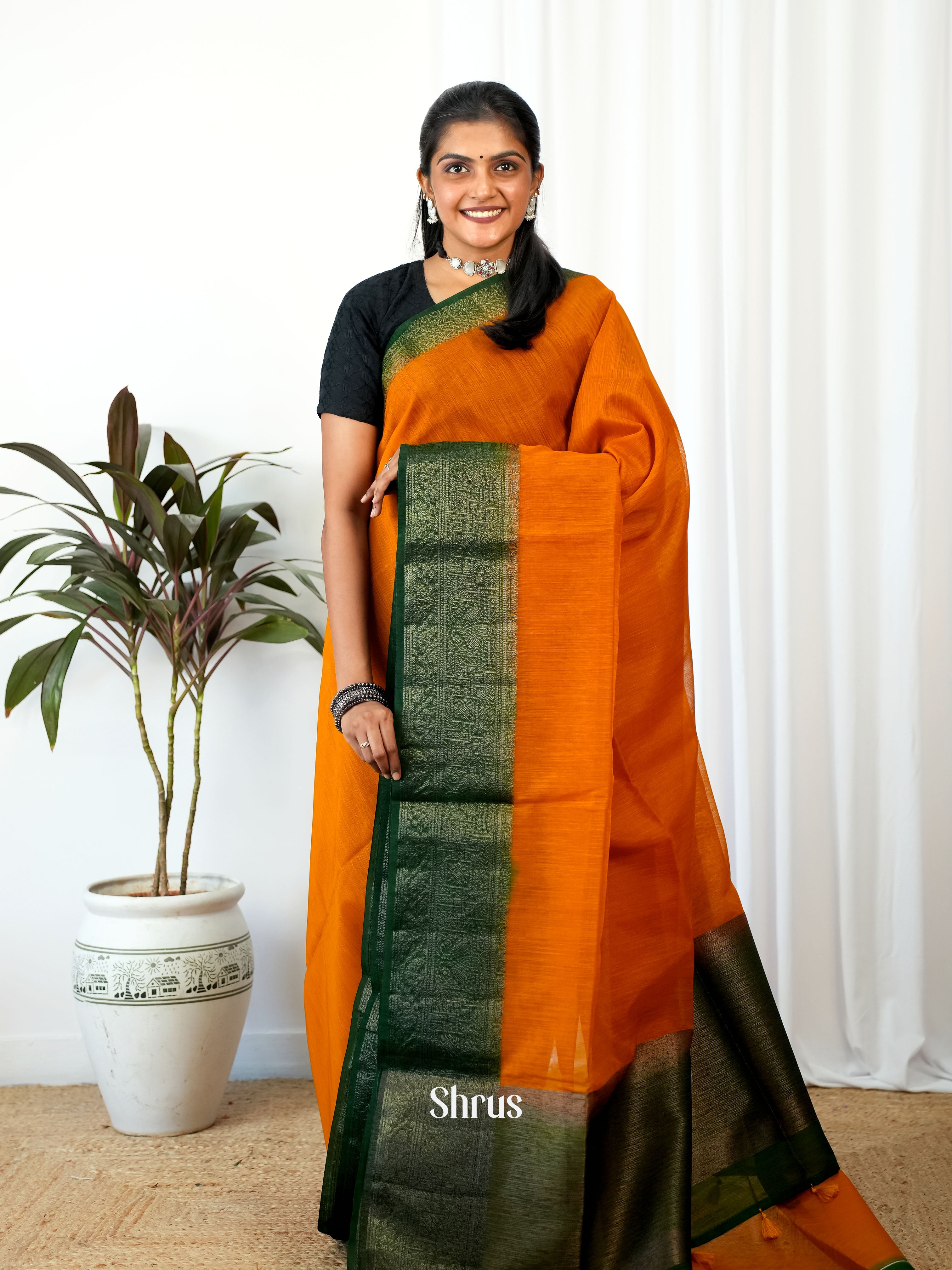 Orange & Green - Semi Jute - Shop on Shrus.com