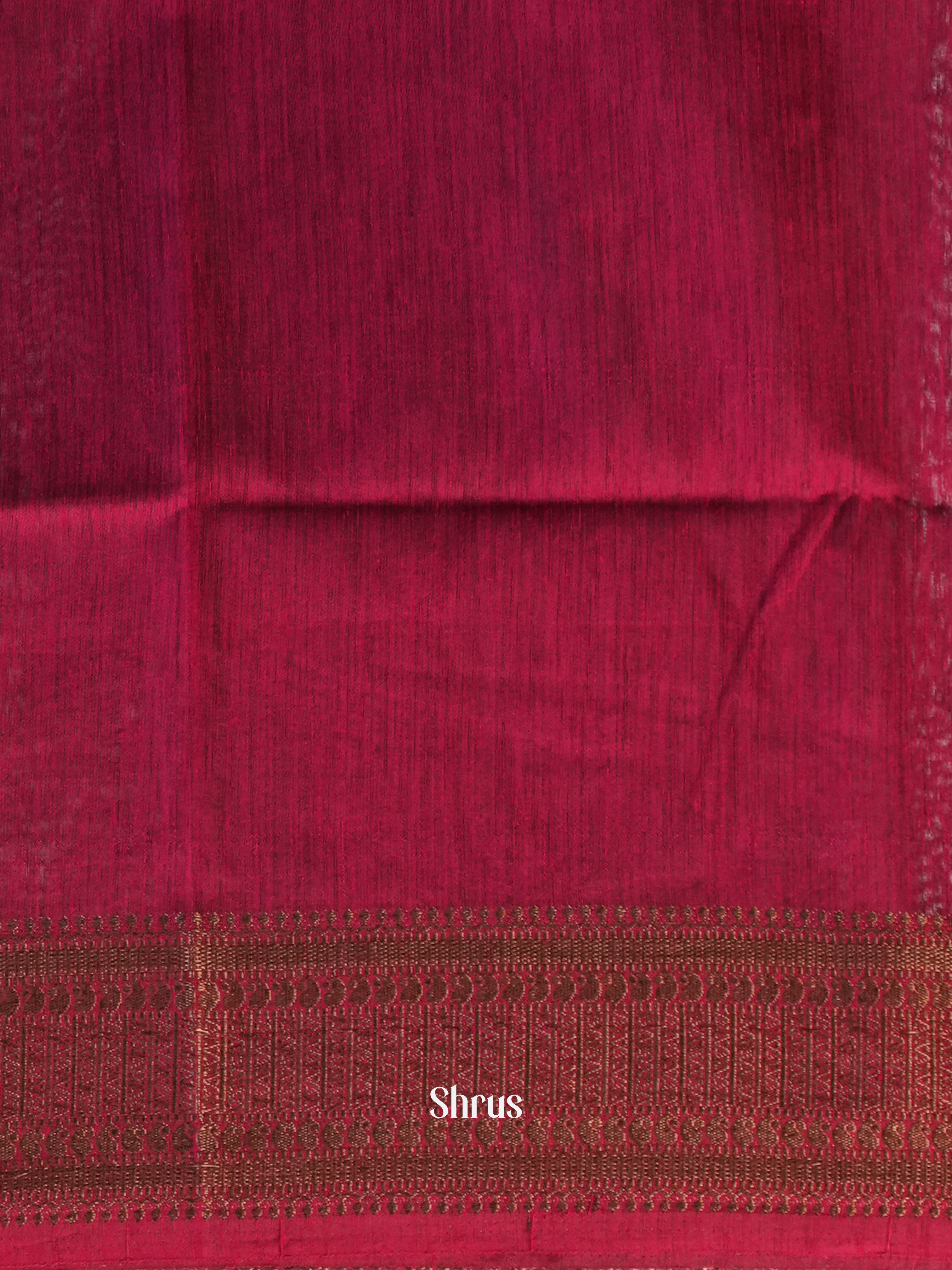 Green & Maroon - Semi Jute Saree - Shop on Shrus.com