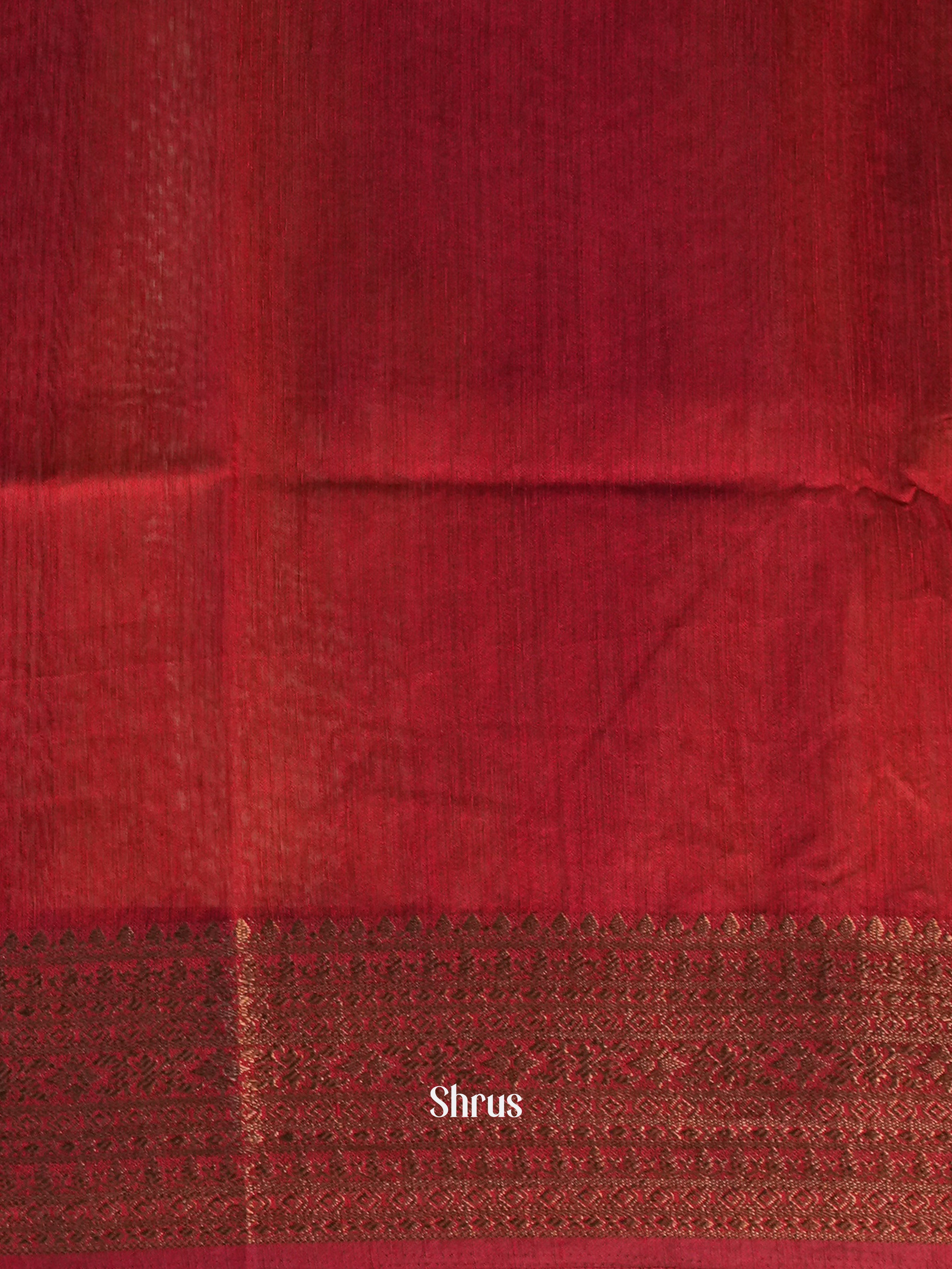 Beige & Maroon - Semi Jute Saree - Shop on Shrus.com