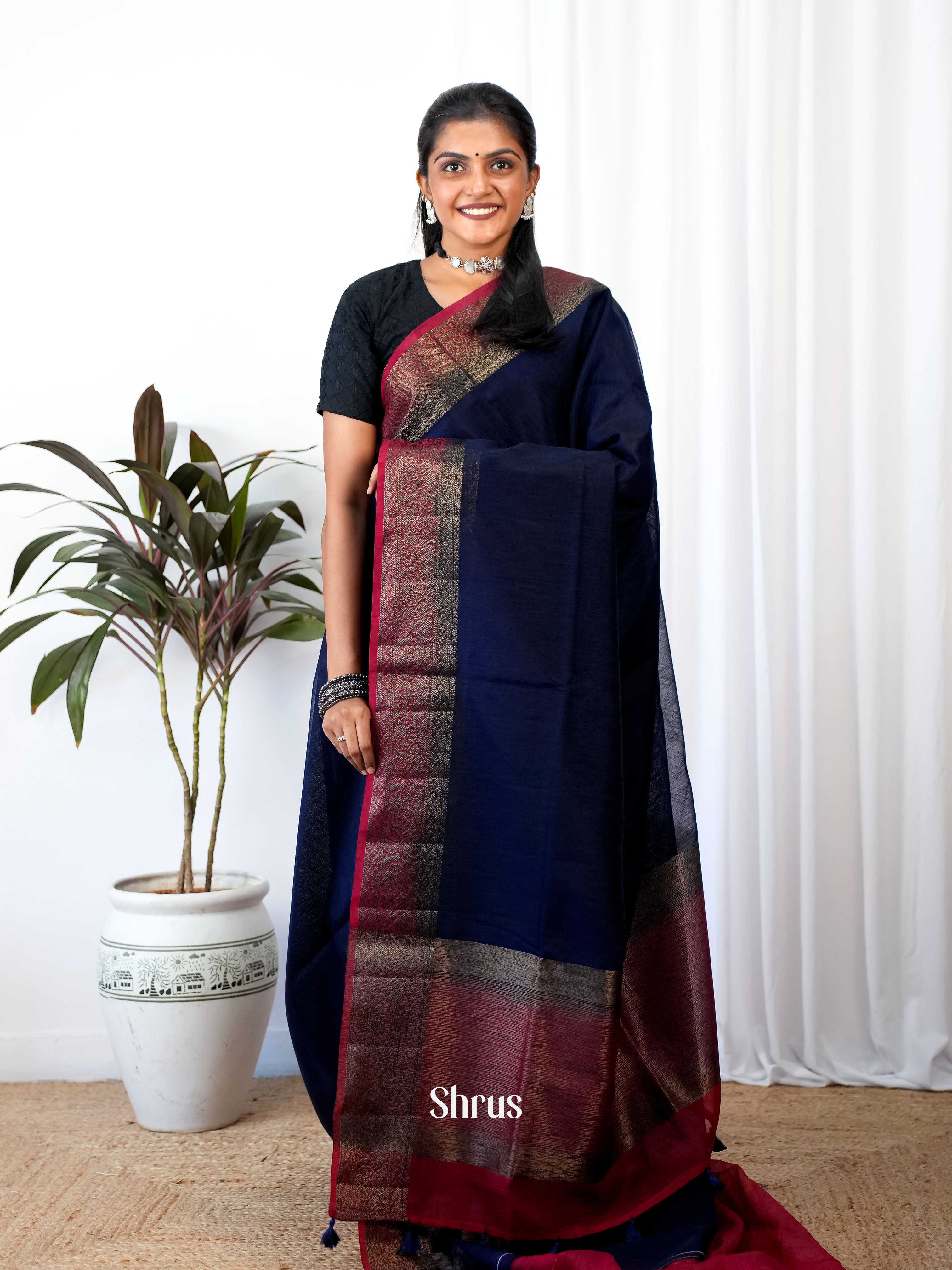 Blue & Maroon - Semi Jute - Shop on Shrus.com