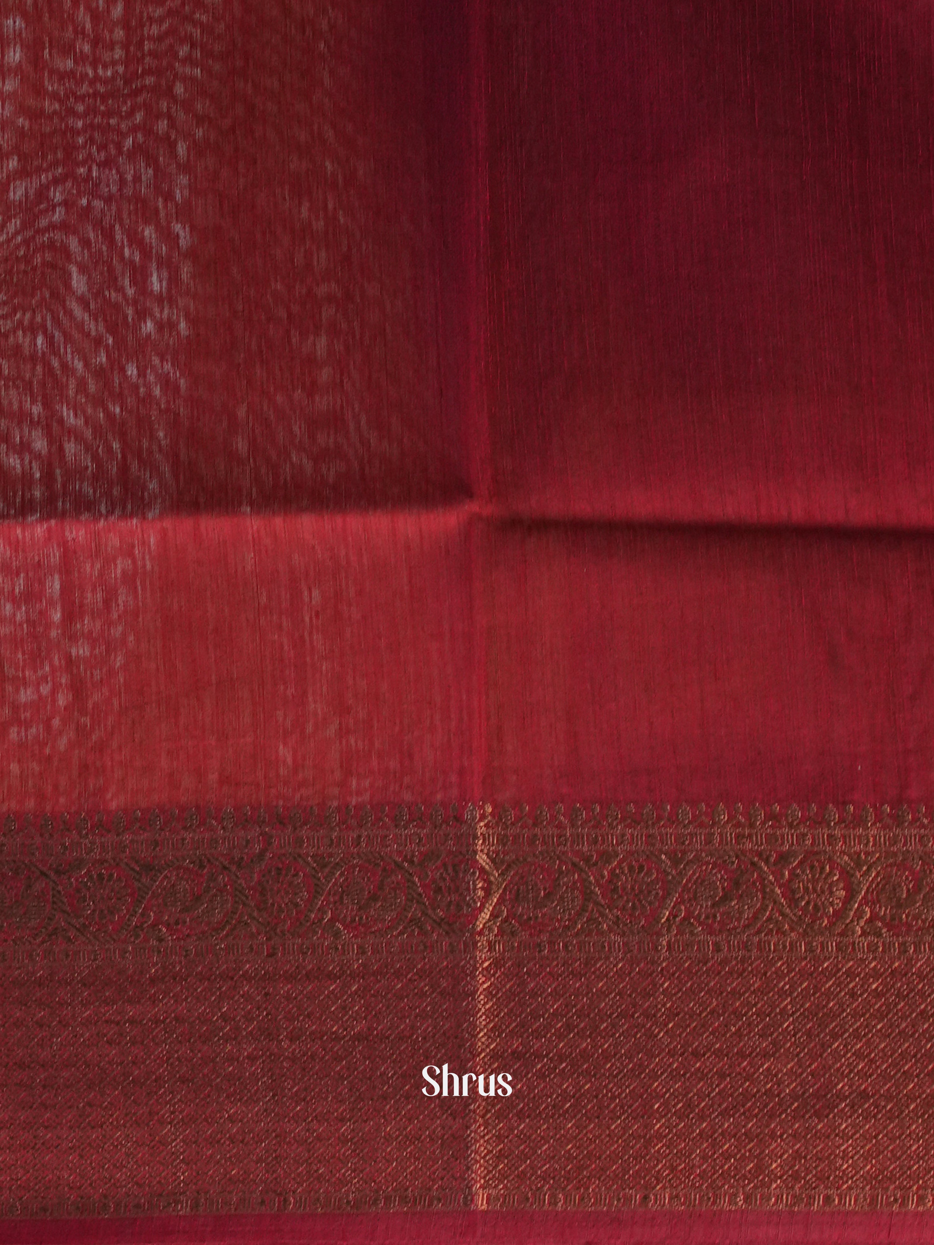 Beige & maroon - Semi Jute Saree - Shop on Shrus.com