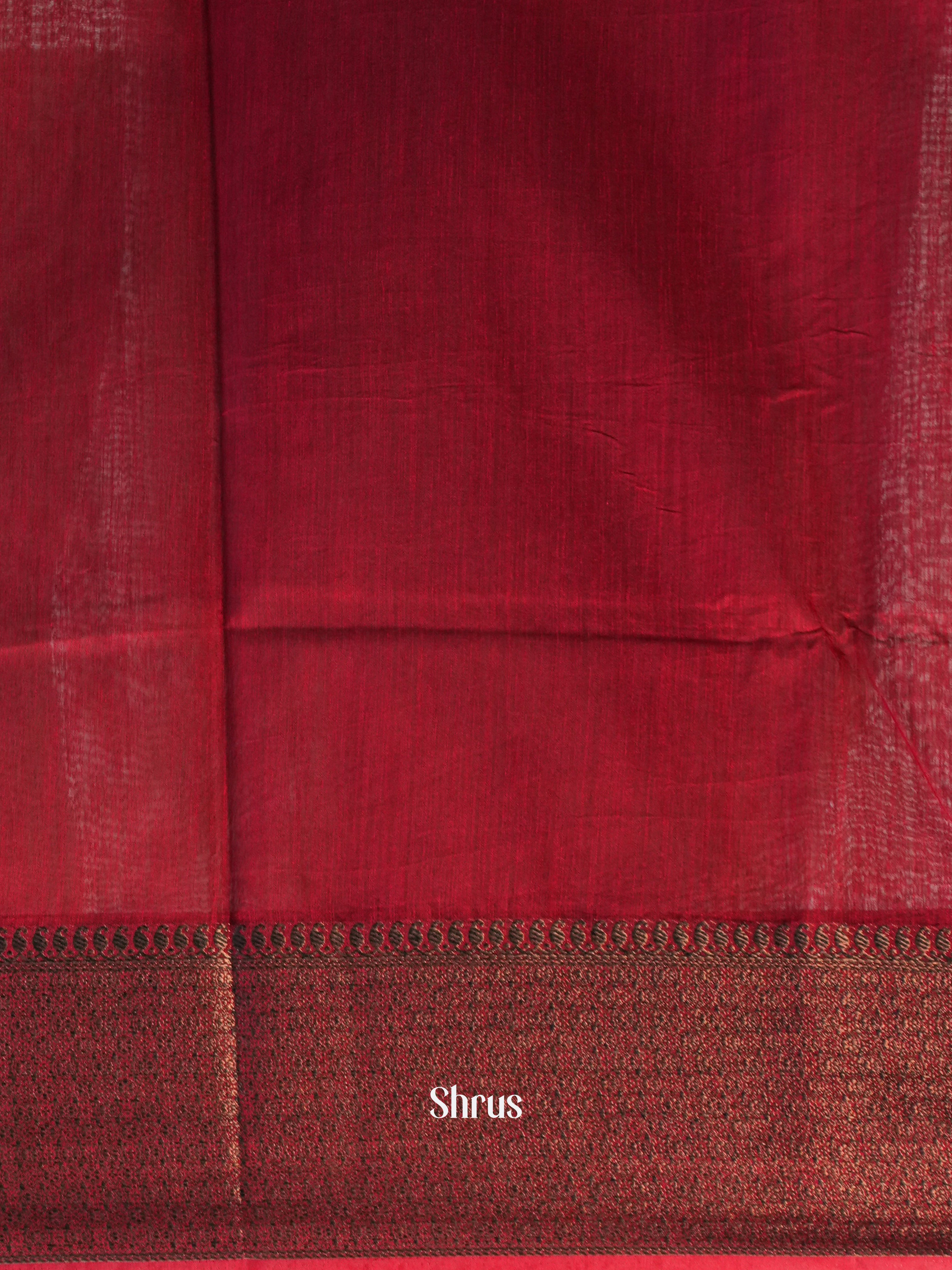 Grey & Maroon - Semi Jute Saree - Shop on Shrus.com