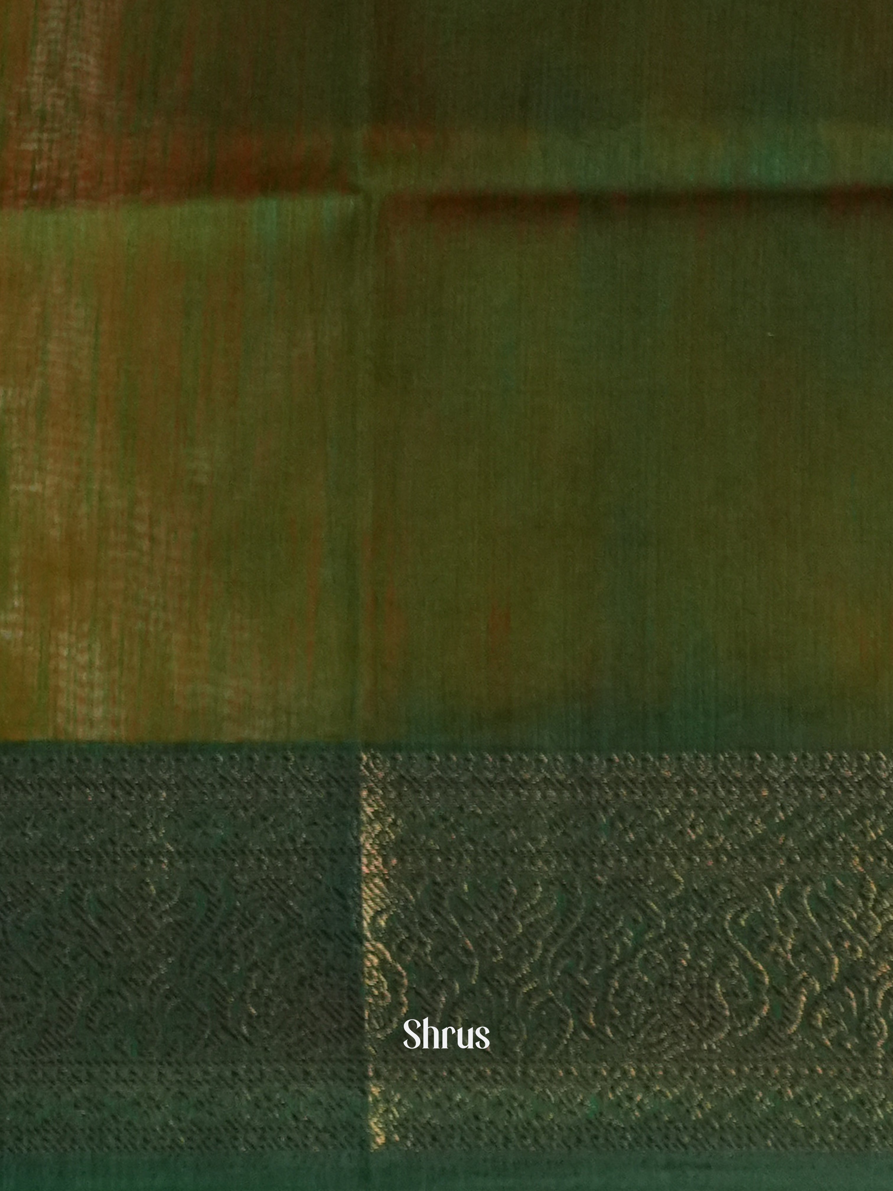Orange & Green - Semi Jute Saree - Shop on Shrus.com