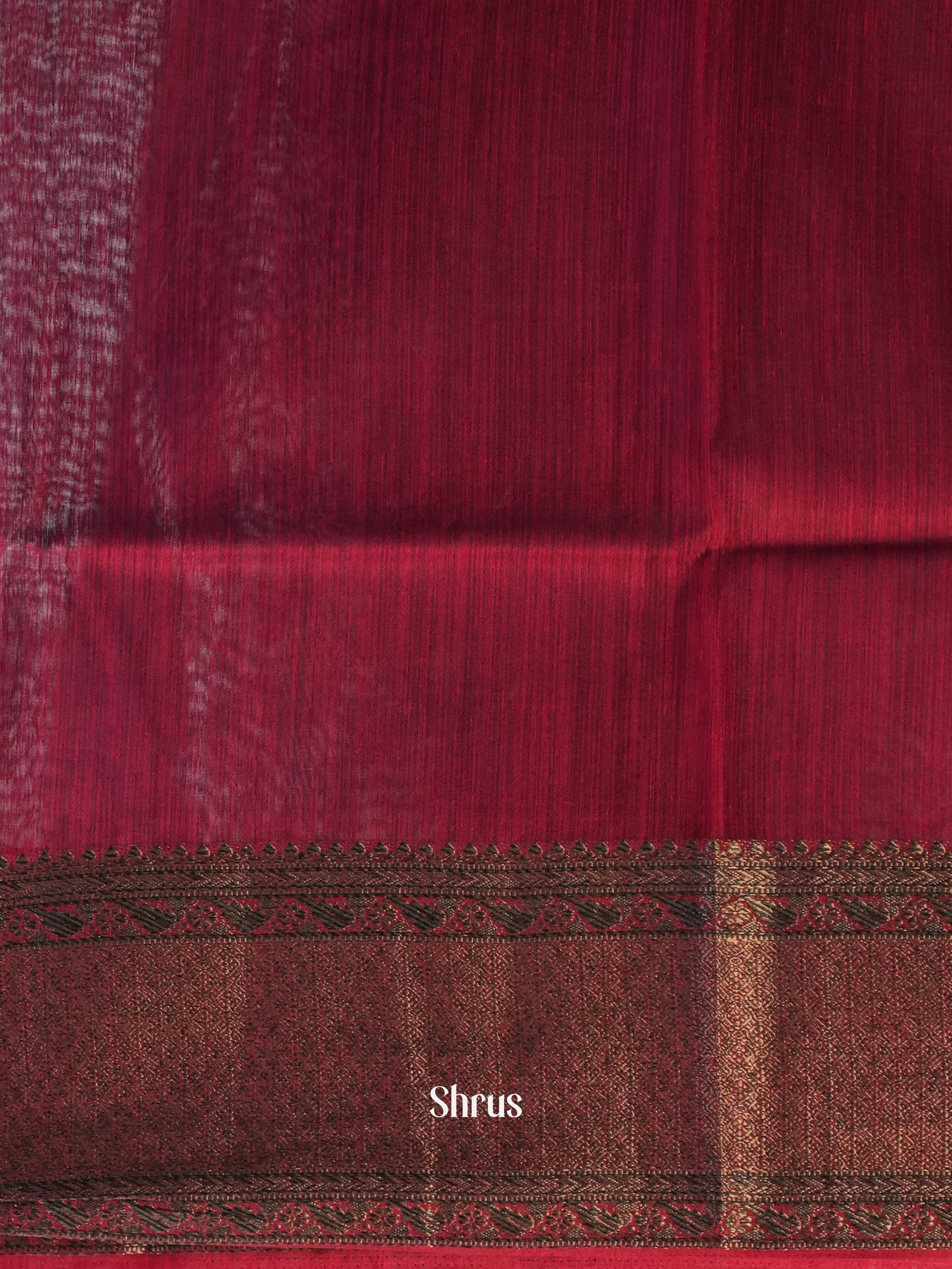 Blue & Maroon - Semi Jute Saree - Shop on Shrus.com