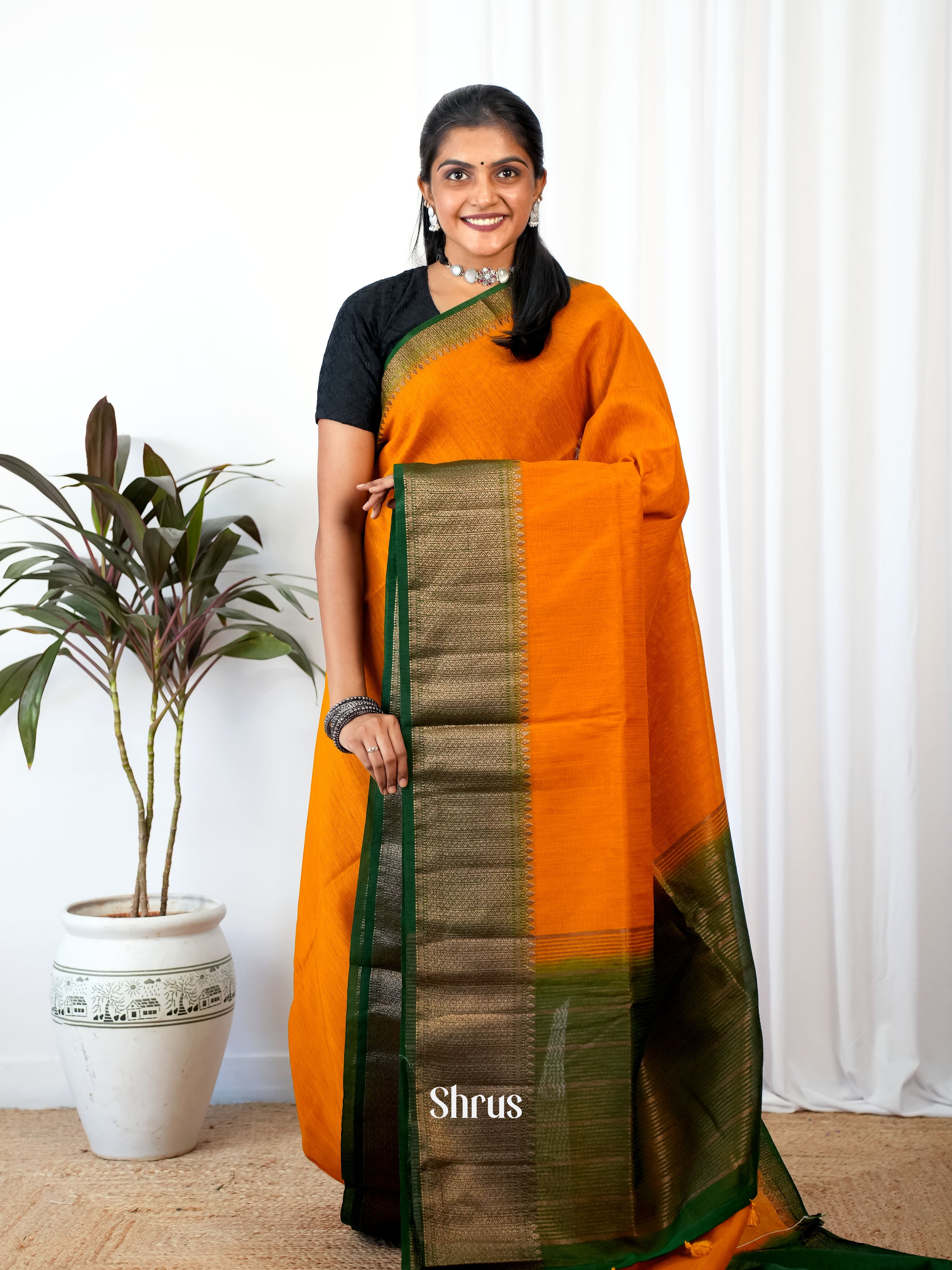 Orange & Green - Semi Jute - Shop on Shrus.com