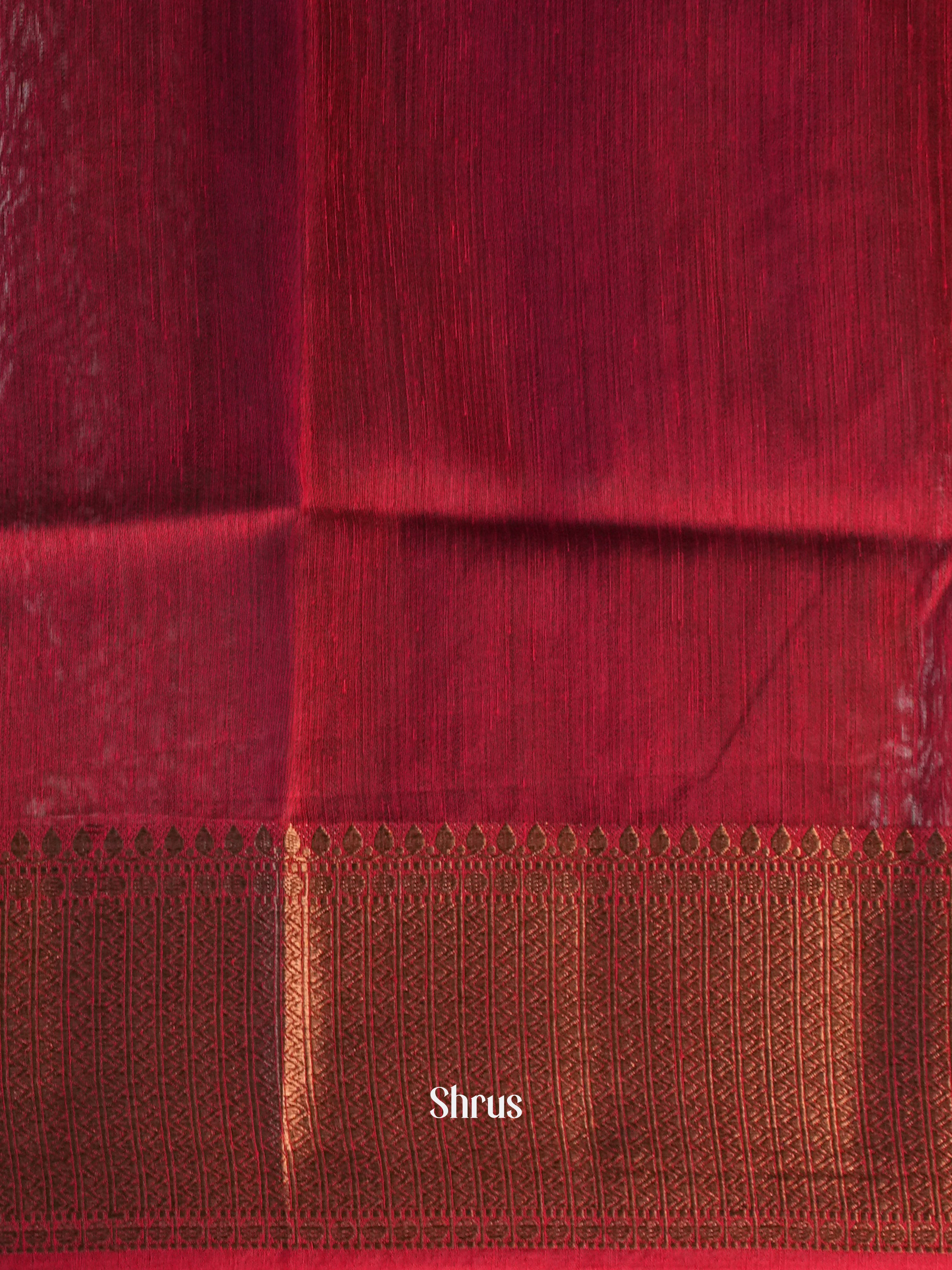 Green & Maroon- Semi Jute Saree - Shop on Shrus.com