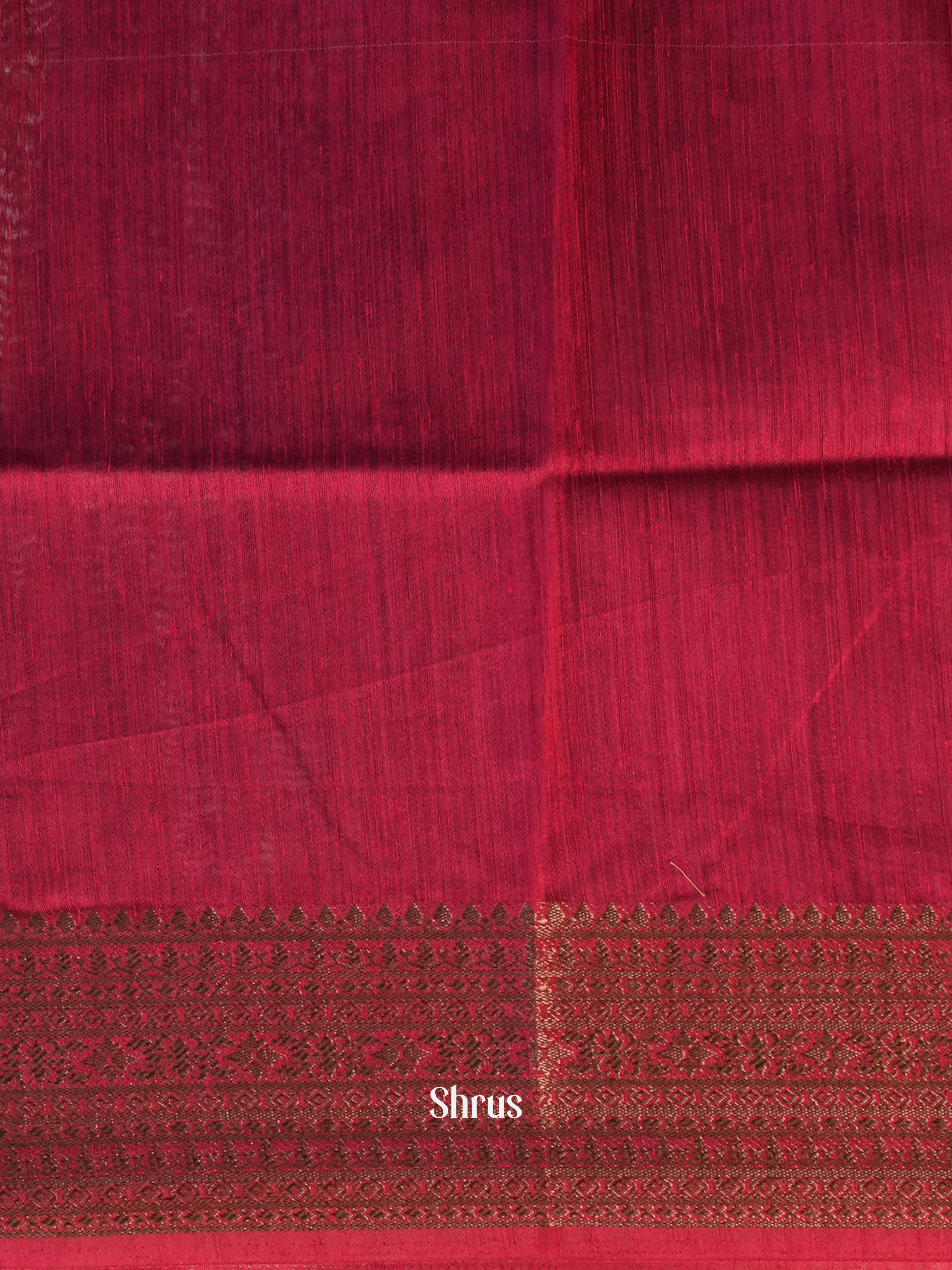 Blue & Maroon - Semi Jute Saree - Shop on Shrus.com