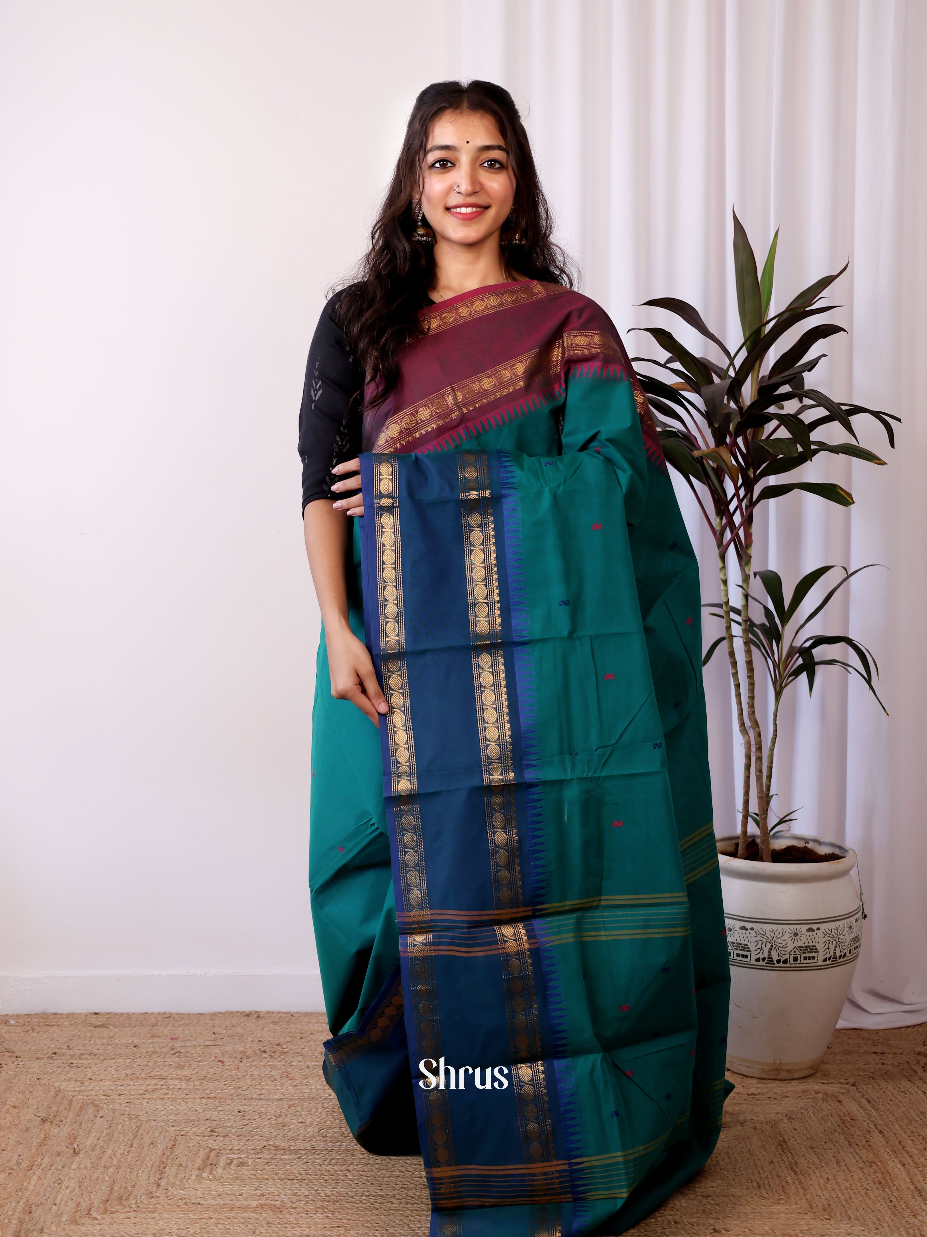 CIS28572 - Chettinad Cotton Saree - Shop on Shrus.com