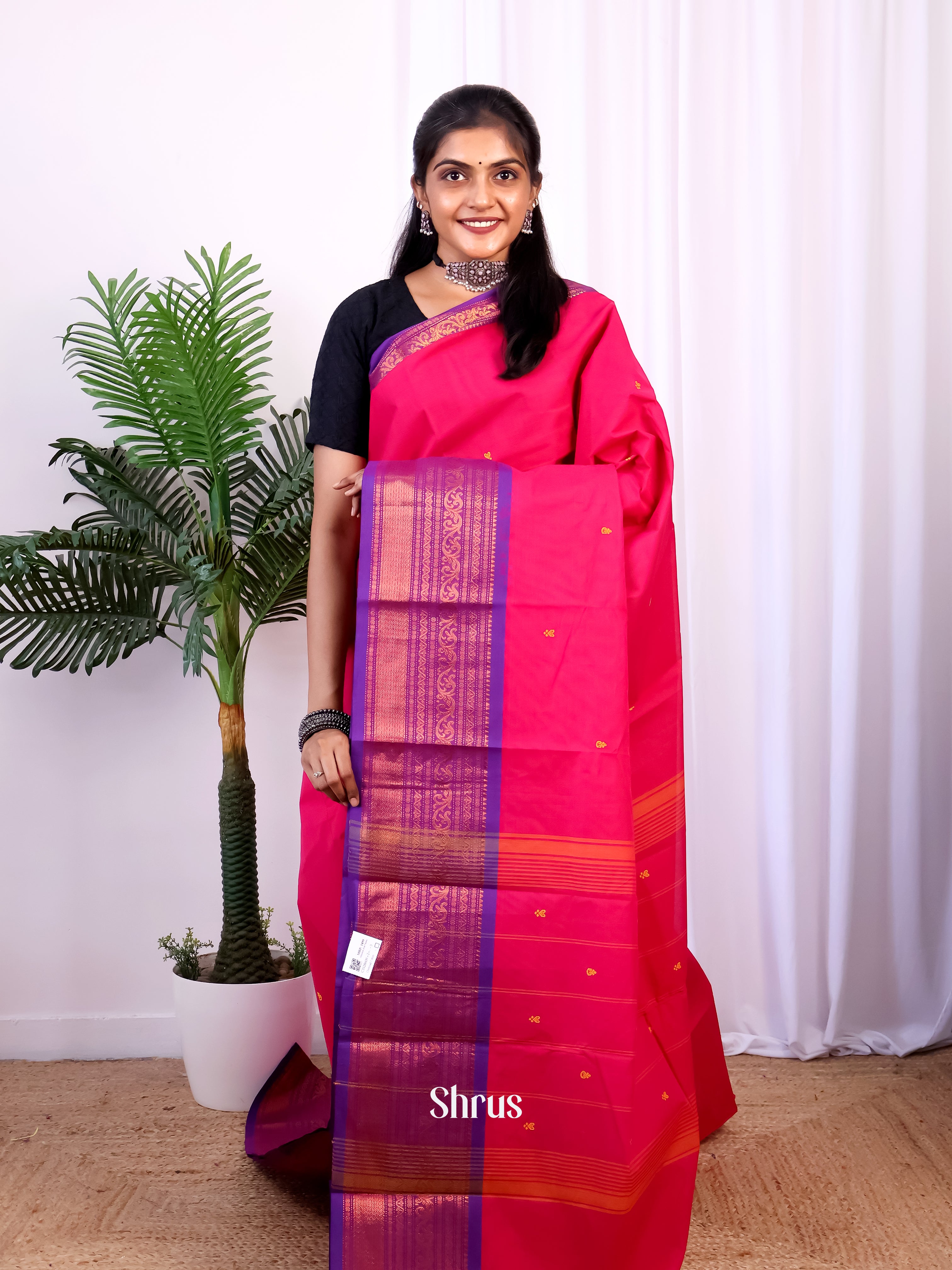 pink & Purple - Chettinad Cotton Saree - Shop on Shrus.com