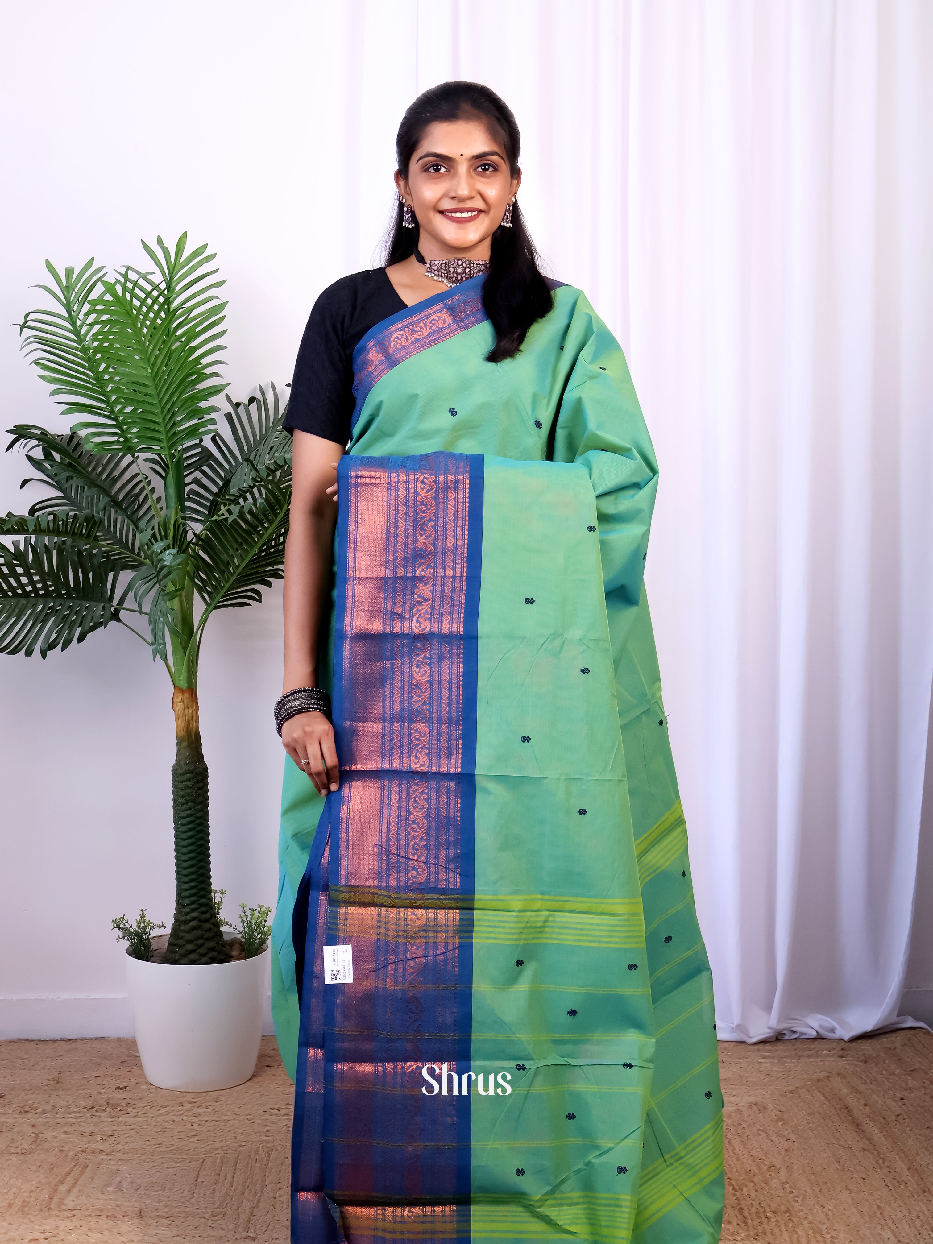 Green & Blue - Chettinad Cotton Saree - Shop on Shrus.com