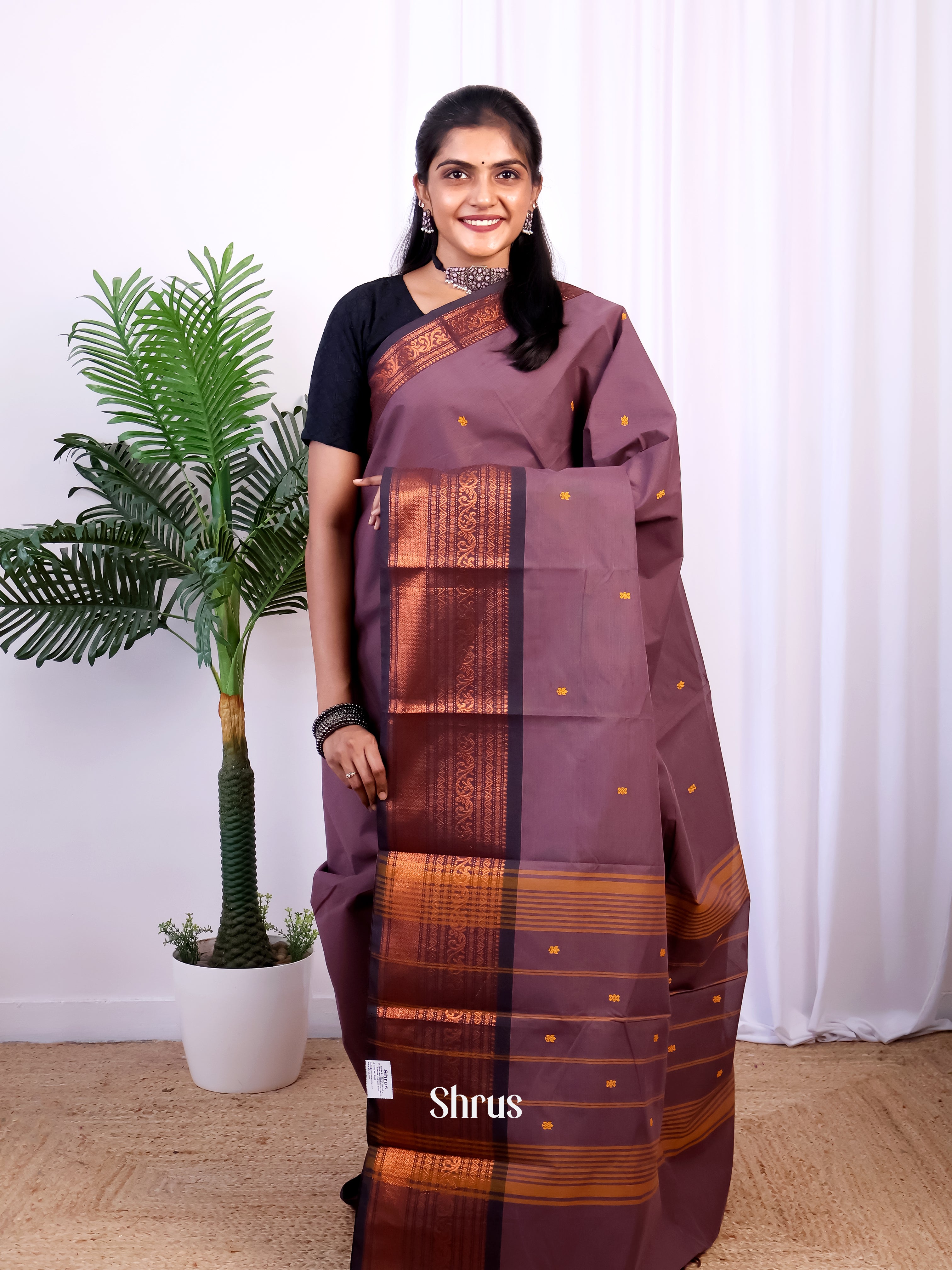 Purple - Chettinad Cotton Saree - Shop on Shrus.com