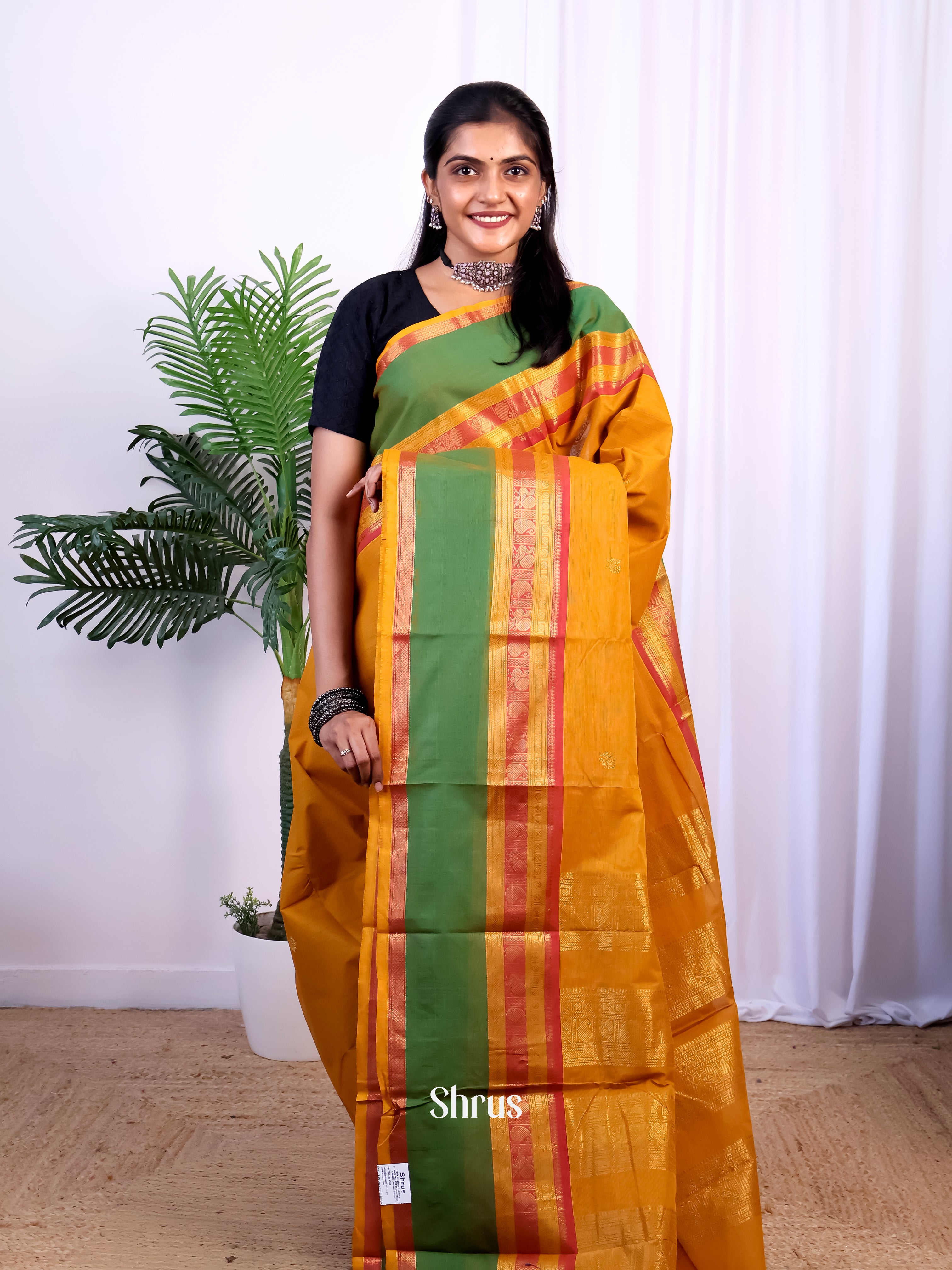 Mustard & Green - Chettinad Cotton Saree - Shop on Shrus.com
